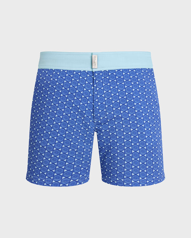 Vilebrequin - Men Stretch Short Flat Belt Swim Shorts Graphic Urchin - Swimwear - Menise - Blue - Size L