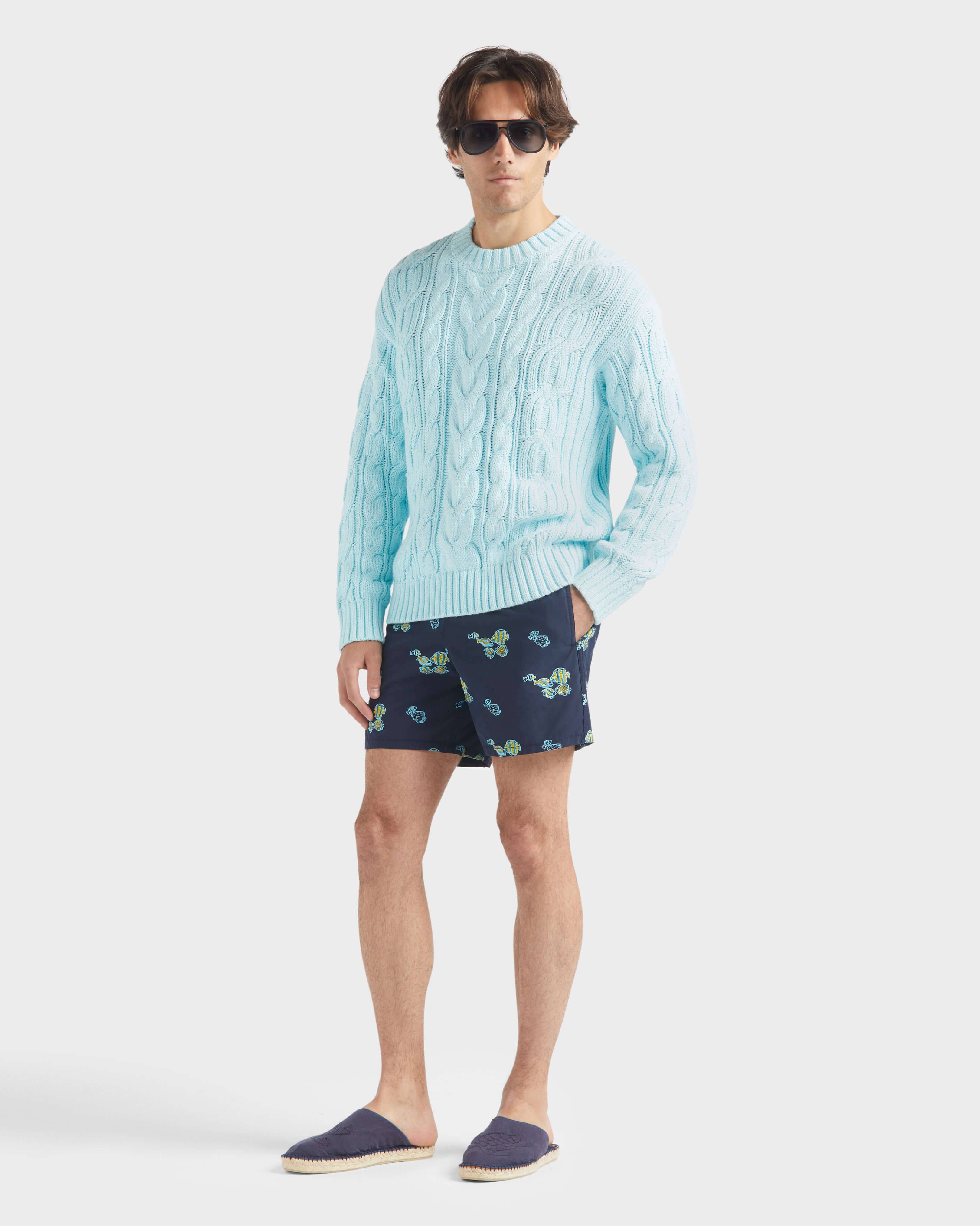 Men Cable-Knit Cotton Sweater THALASSA supp1 view