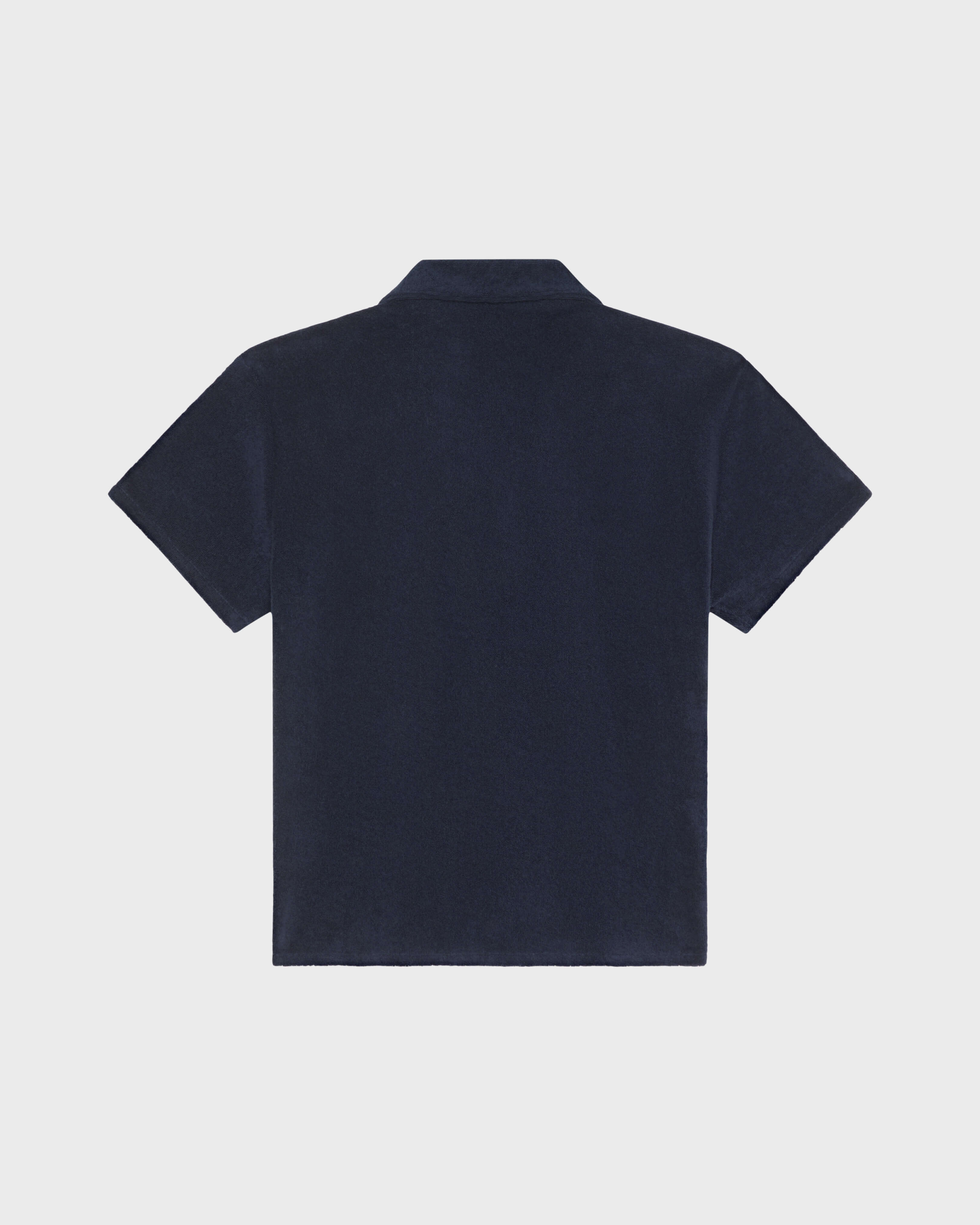 Besticktes Turtle Bowling-Hemd aus Frottee für Jungen MARINEBLAU back view