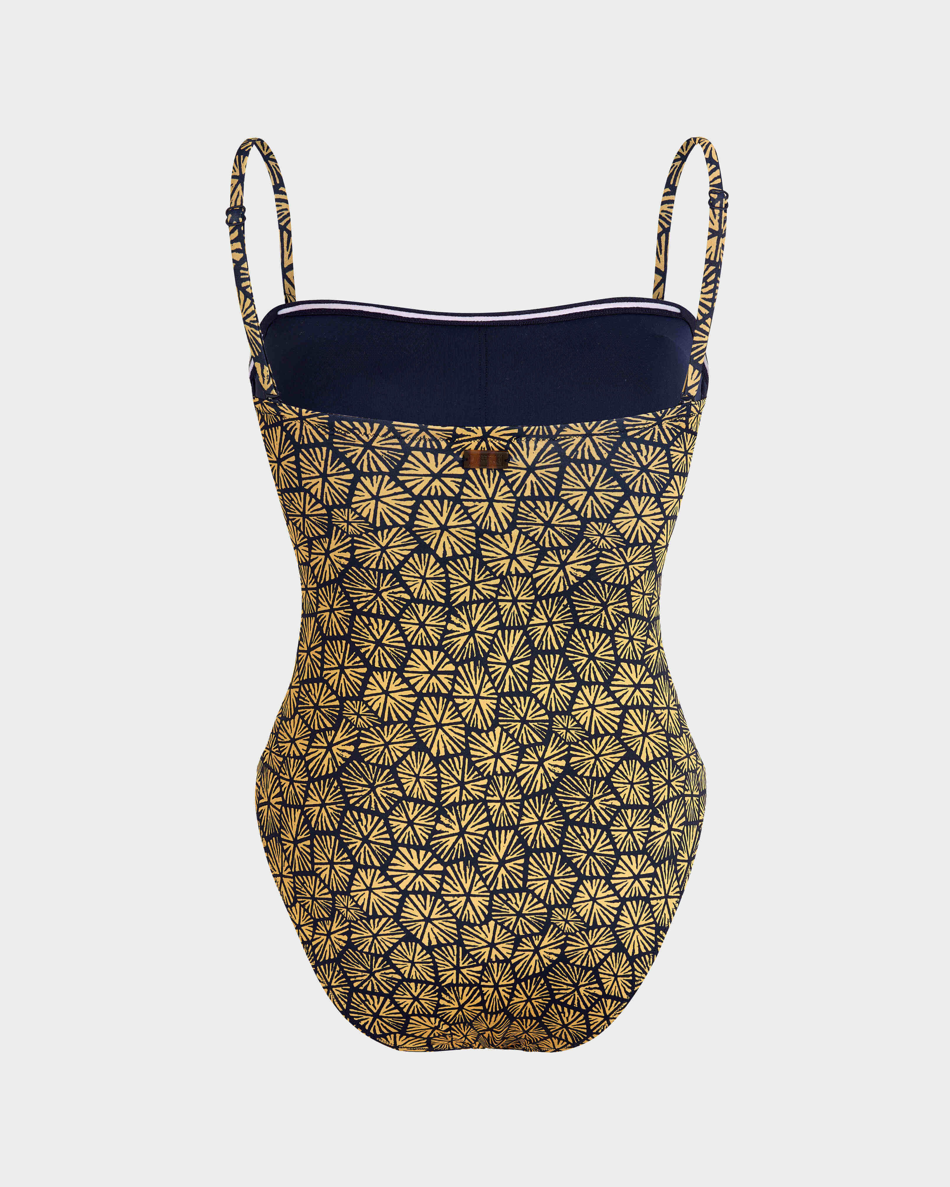 Women Bustier One-piece Swimsuit Carapaces NAVY back view