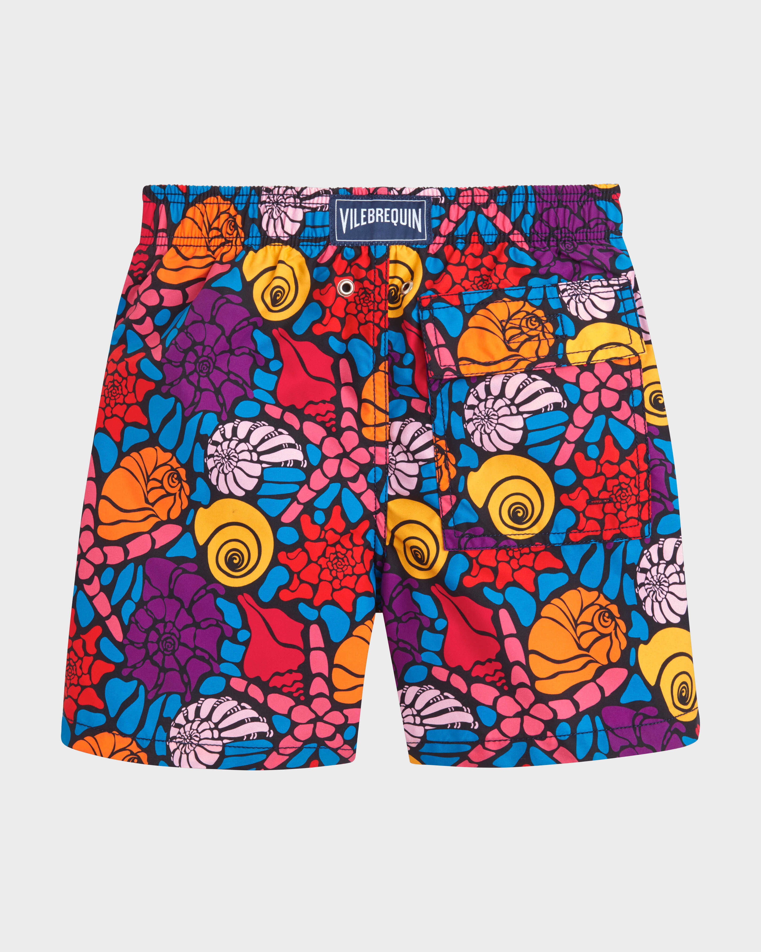 Noumea Sea Shells Badeshorts für Jungen MARINEBLAU back view