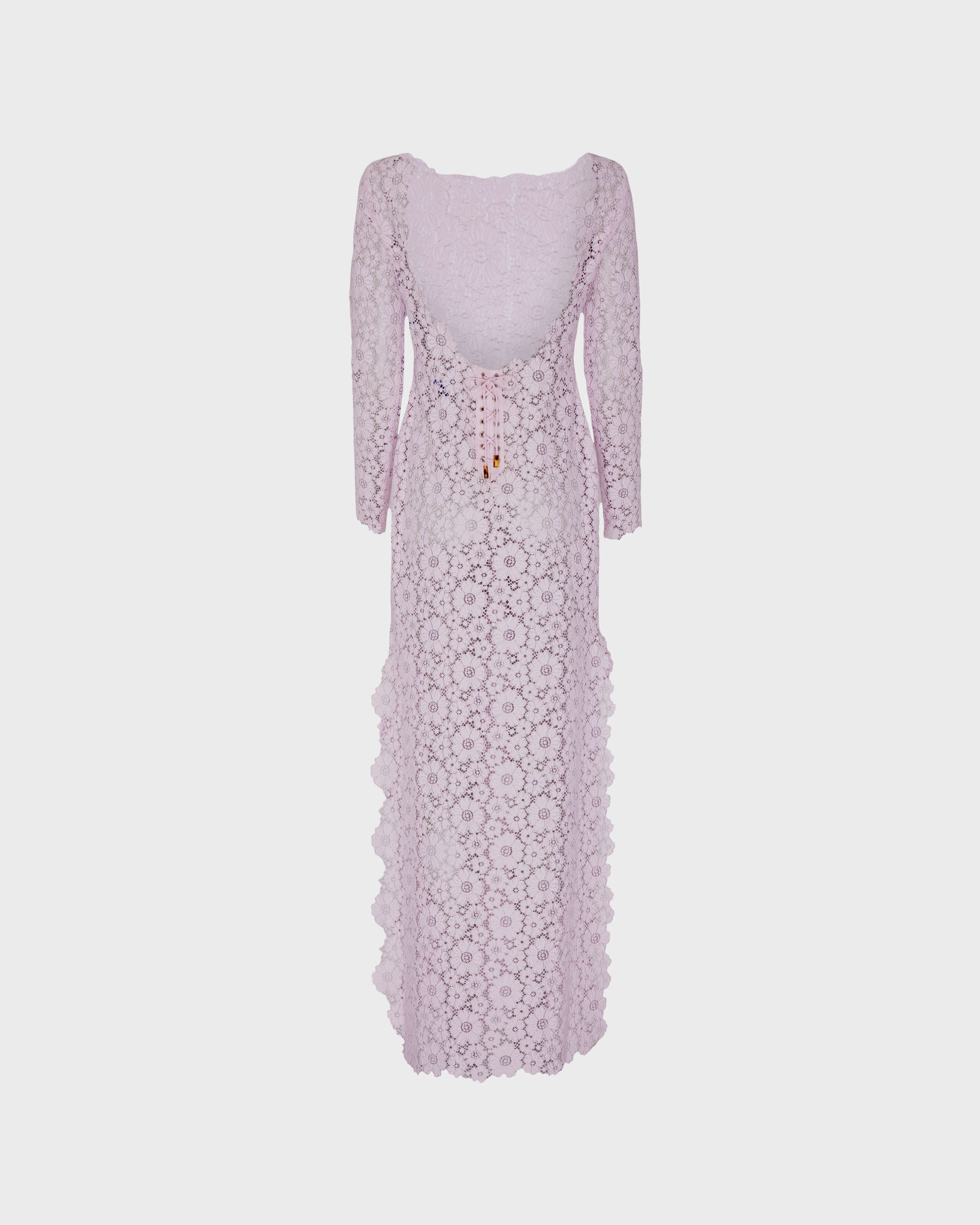 Vestido largo de encaje floral para mujer PETALE / PINK back view