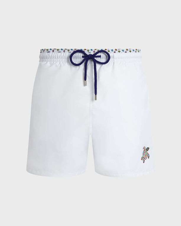 Vilebrequin - Men Swim Shorts Bicolor Micro Ronde Des Tortues - Swimwear - Moka - White - Size S