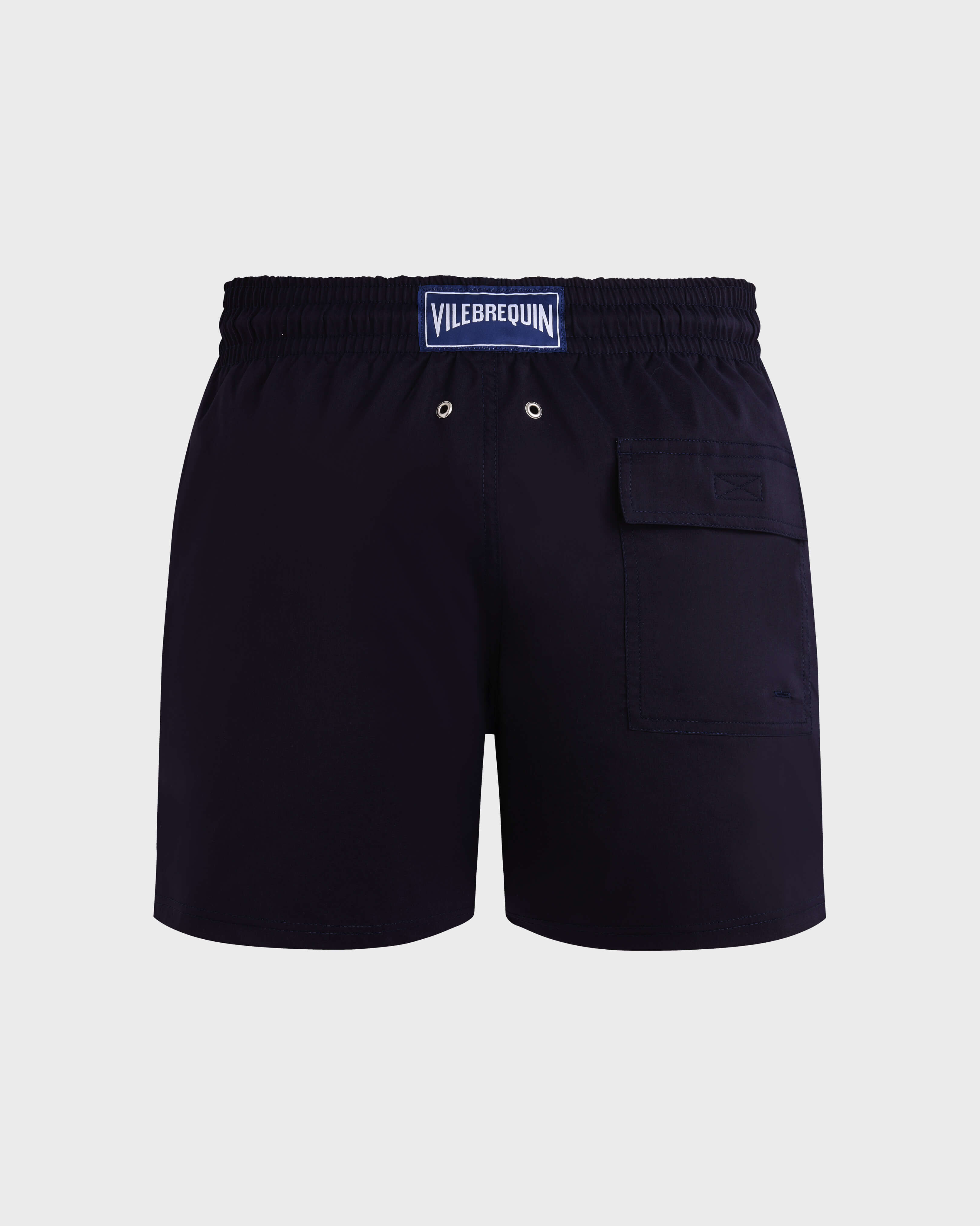 Men Stretch Short Swim Shorts Dad and Son NAVY back view