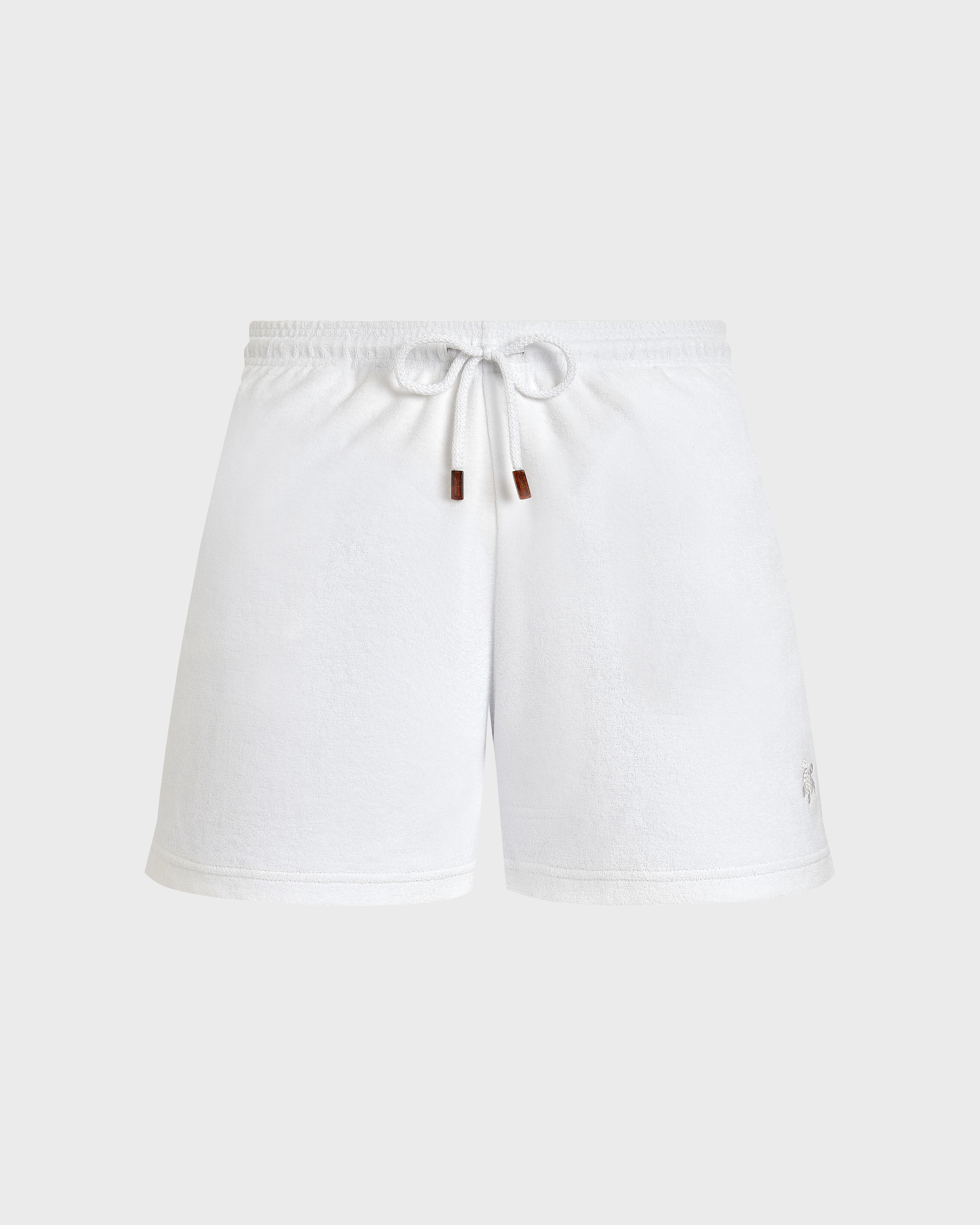 Short de bain en éponge femme uni BLANC front view