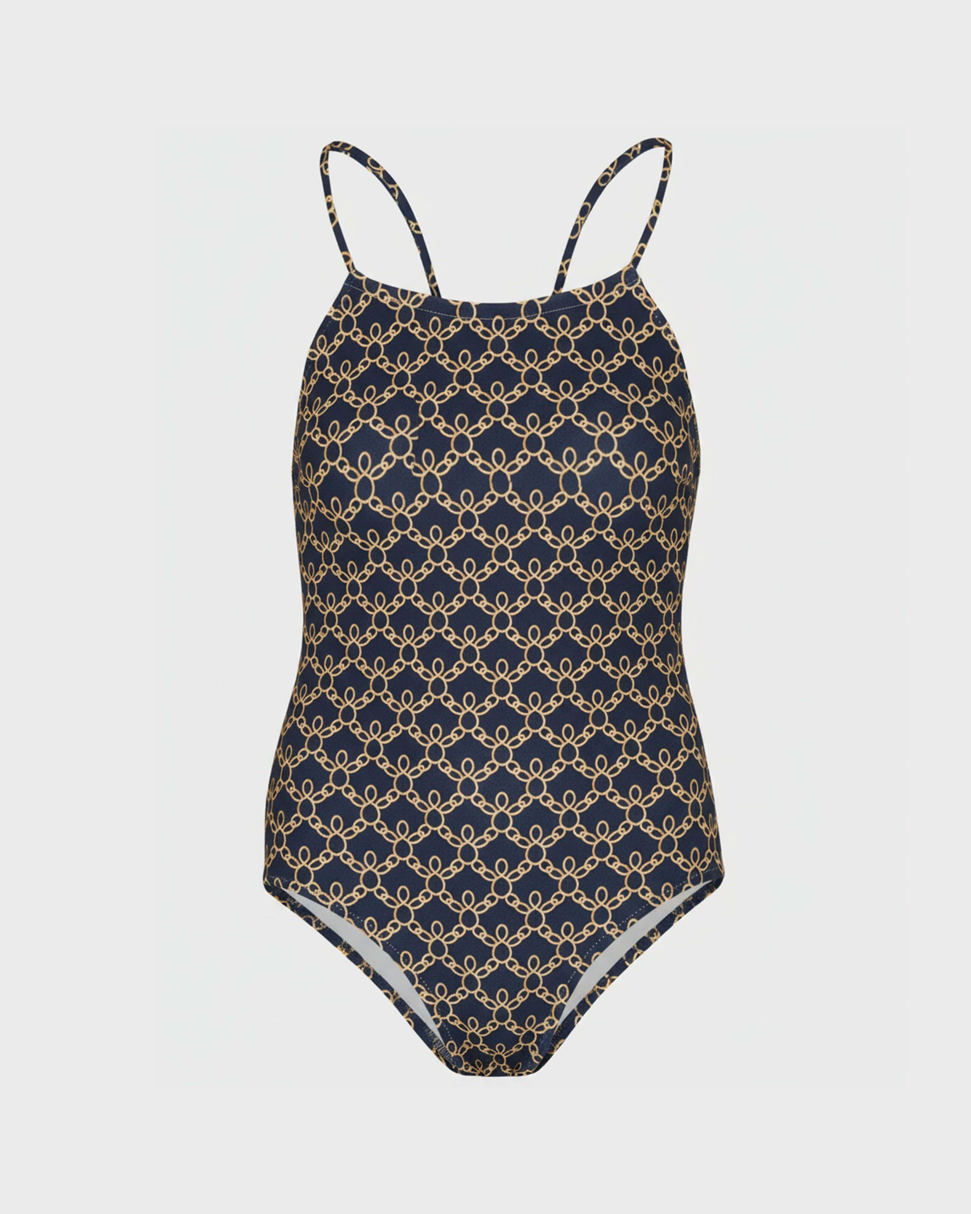 Girls One-piece swimsuit Turtles Chain NAVY front view