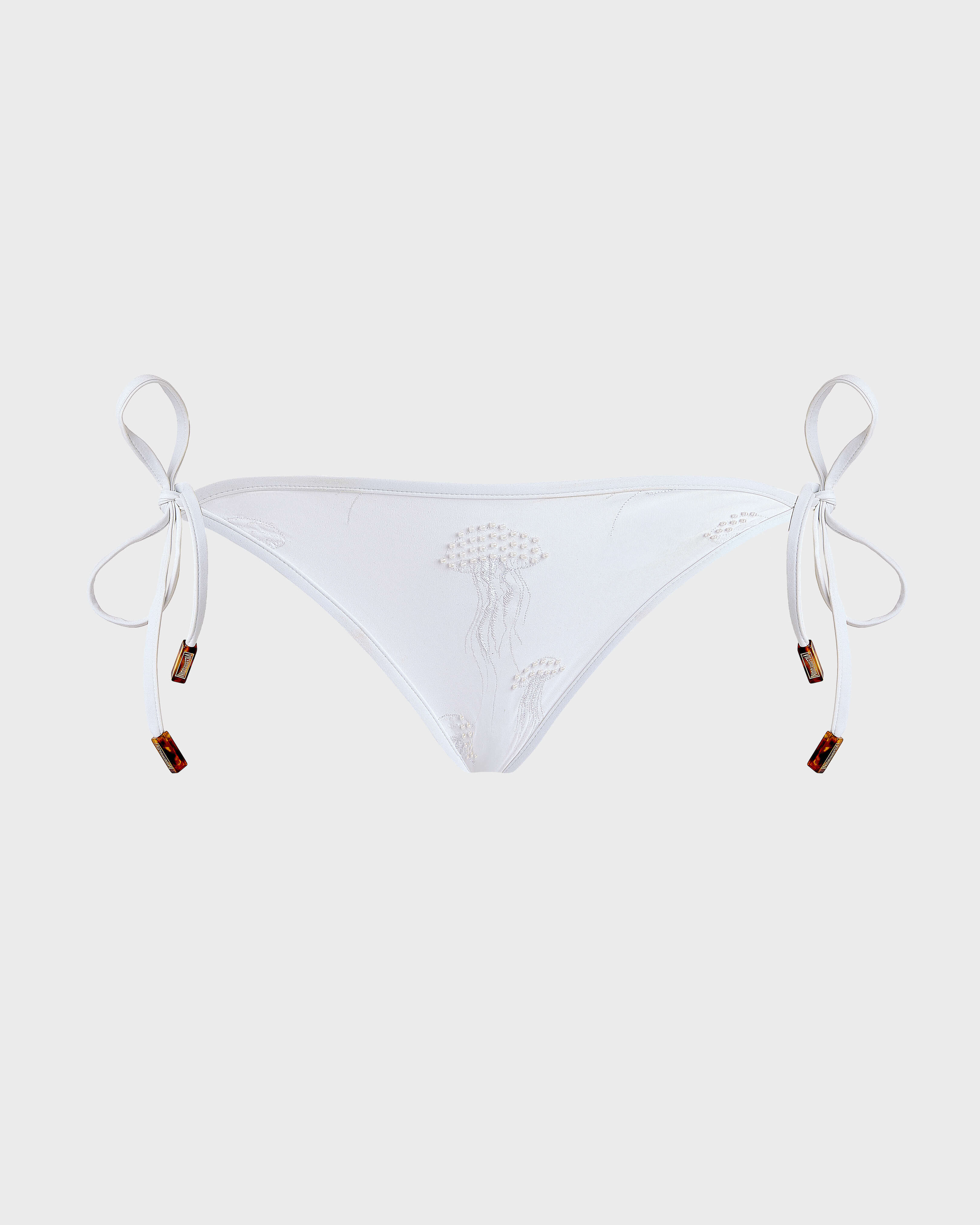 Braguita de bikini para anudar Medusas bordadas con abalorios mujer - Collection Limited BLANCO front view
