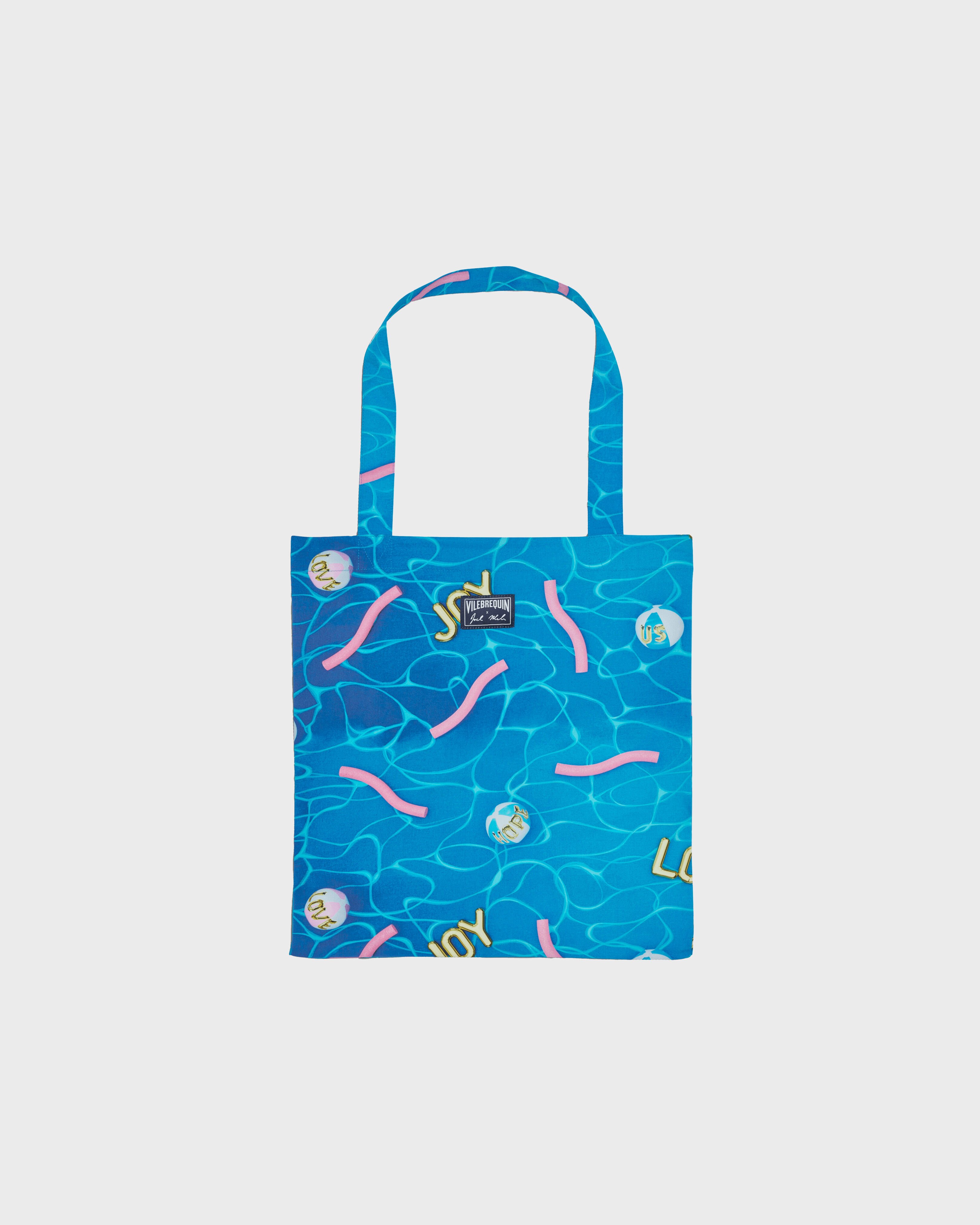 Tote Bag Side Ways - Vilebrequin x Joel Mesler HAWAII BLUE front view