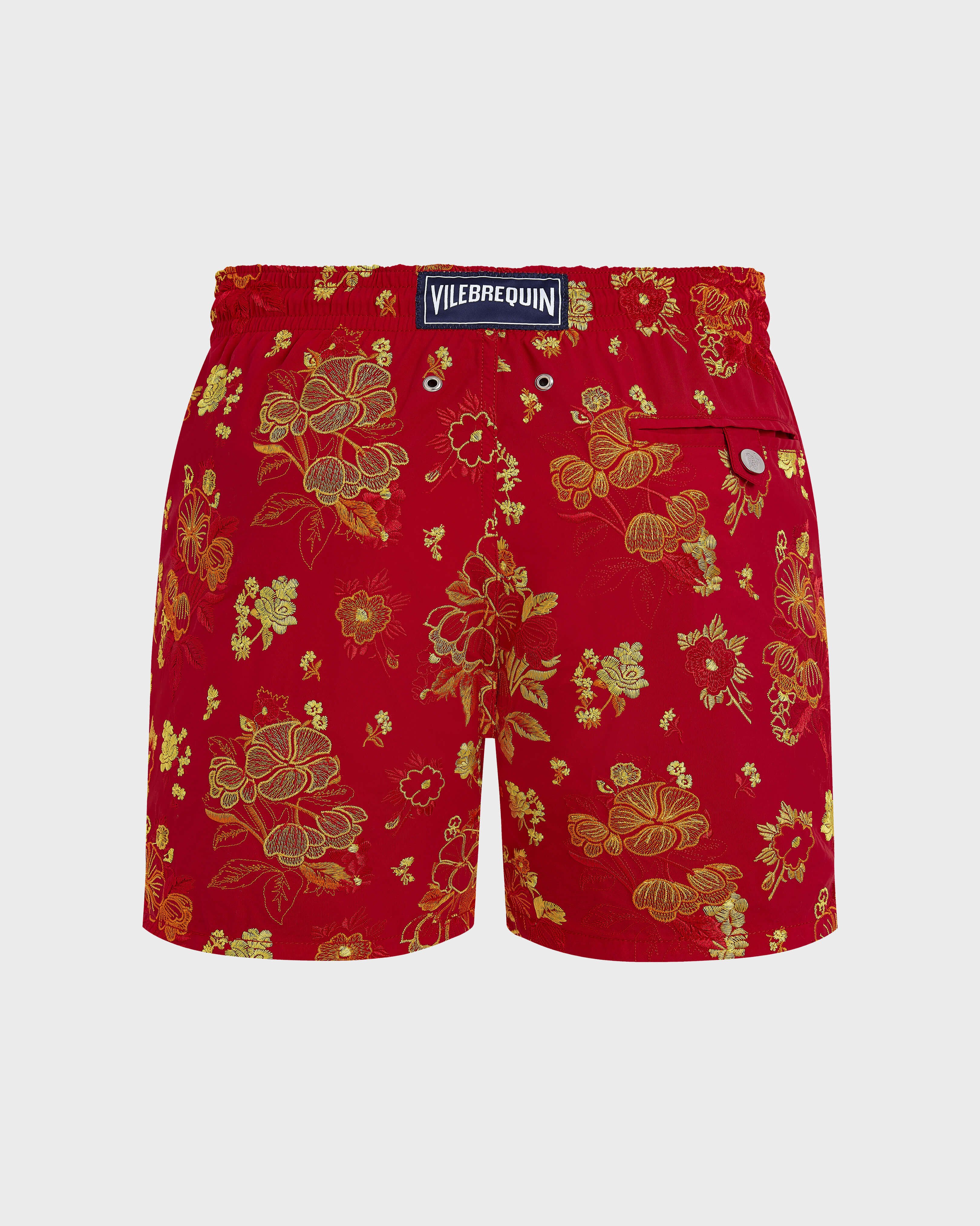 Men Swim Shorts Embroidered Flowers - Limited Edition LIPSTICK back view