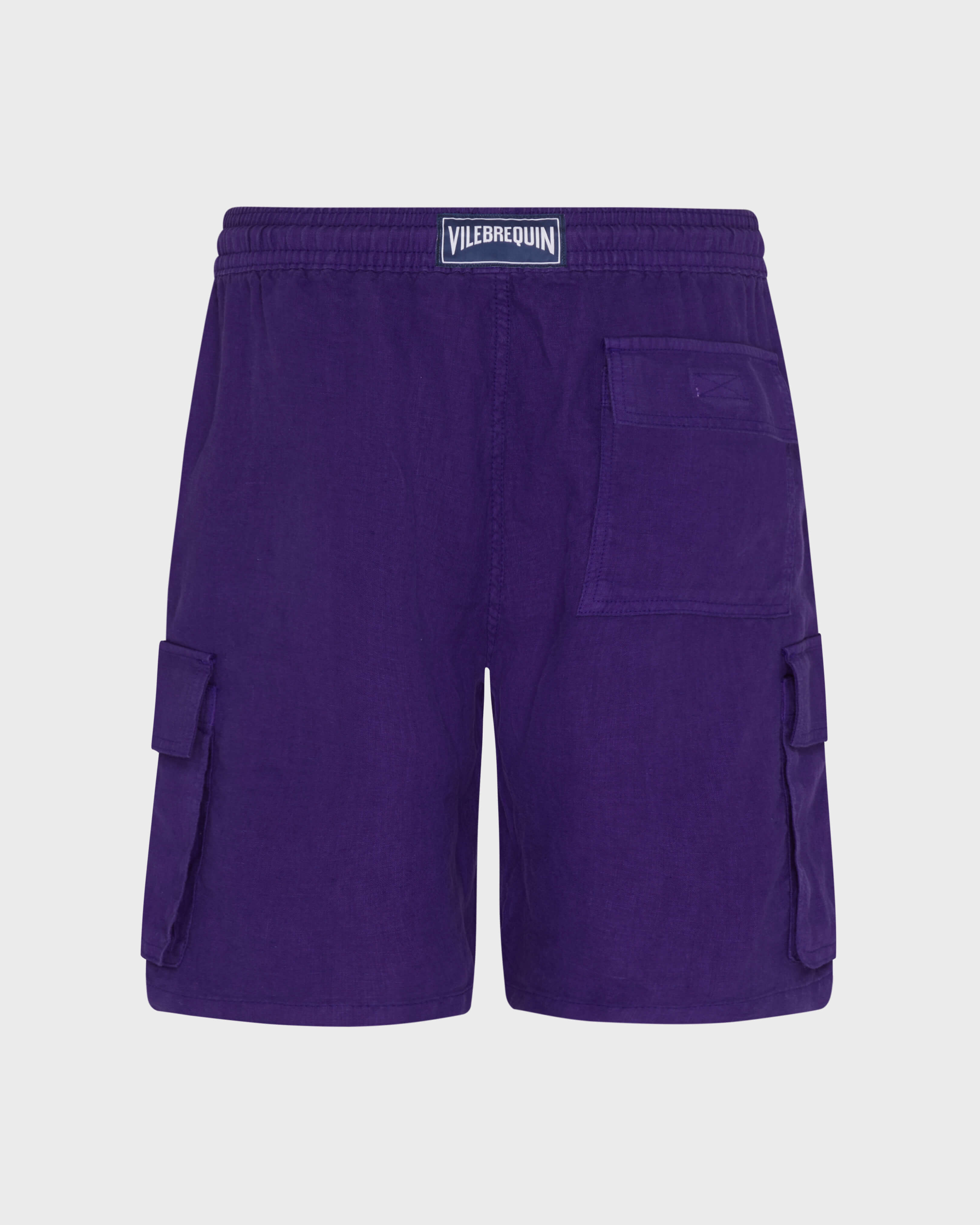 Bermudas de lino para hombre con bolsillos cargo VIOLETTE back view