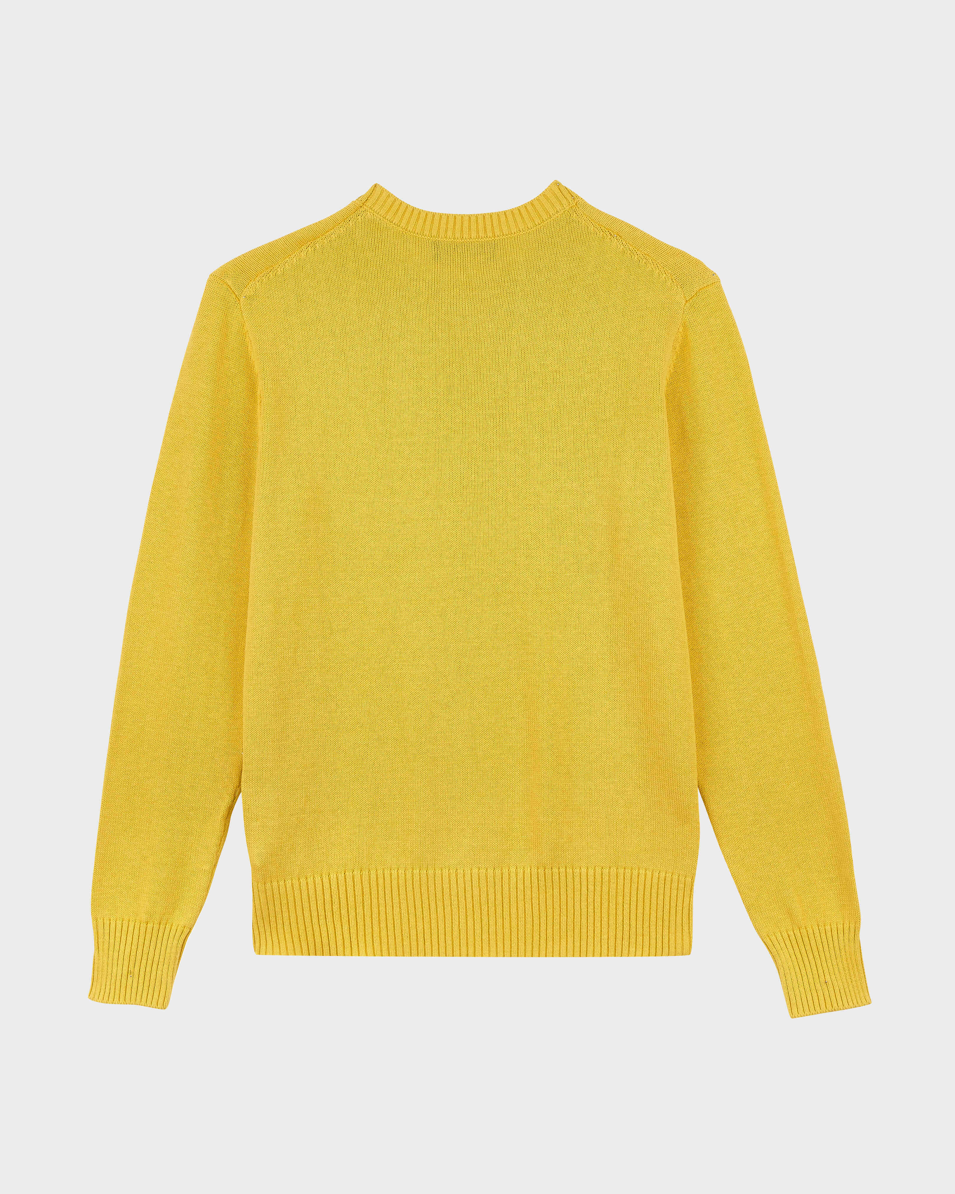 Men Cotton and Cashmere Crewneck Sweater Turtle YELLOW back view