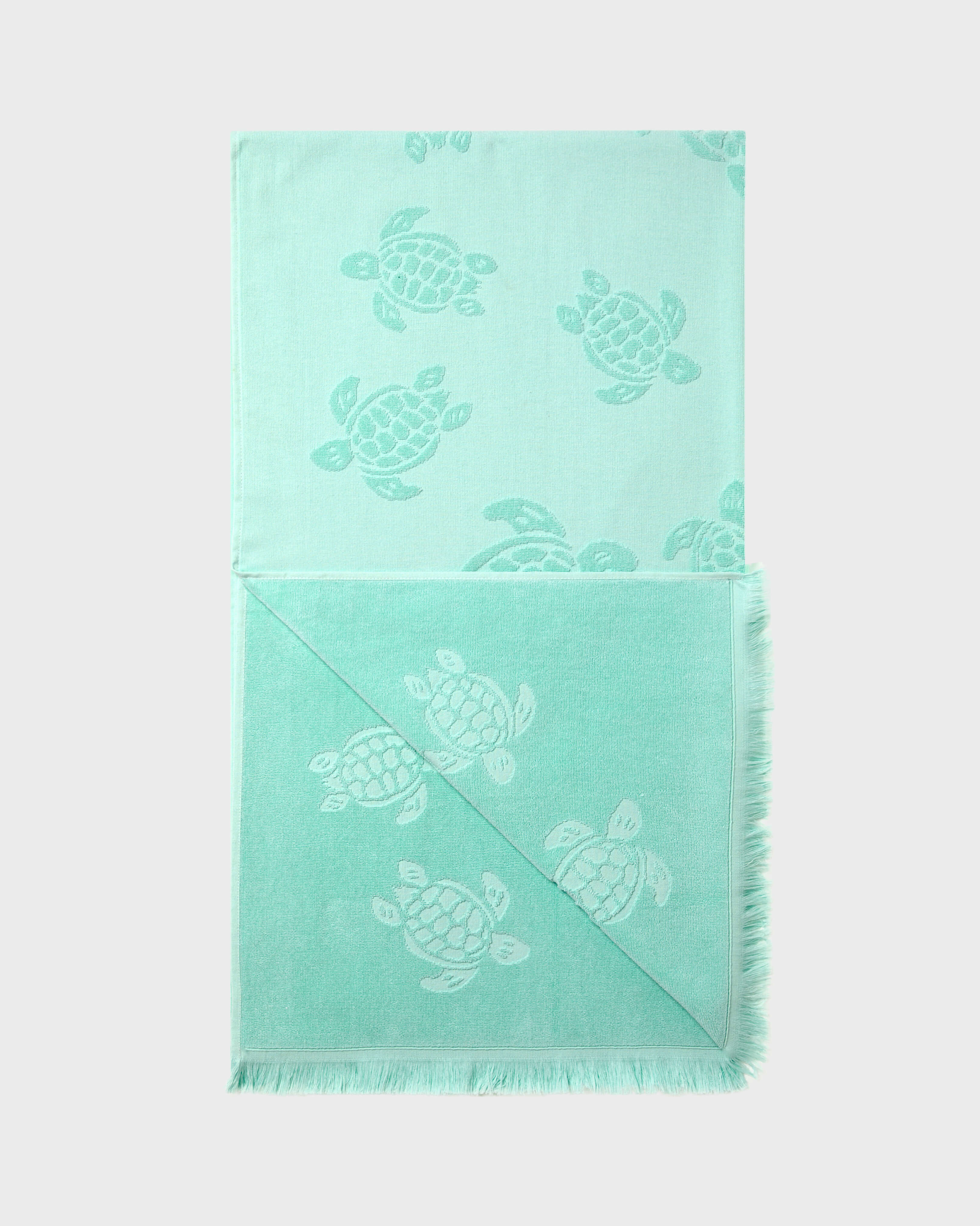 Telo da spiaggia in cotone organico Turtles Jacquard CARIBBEAN back view