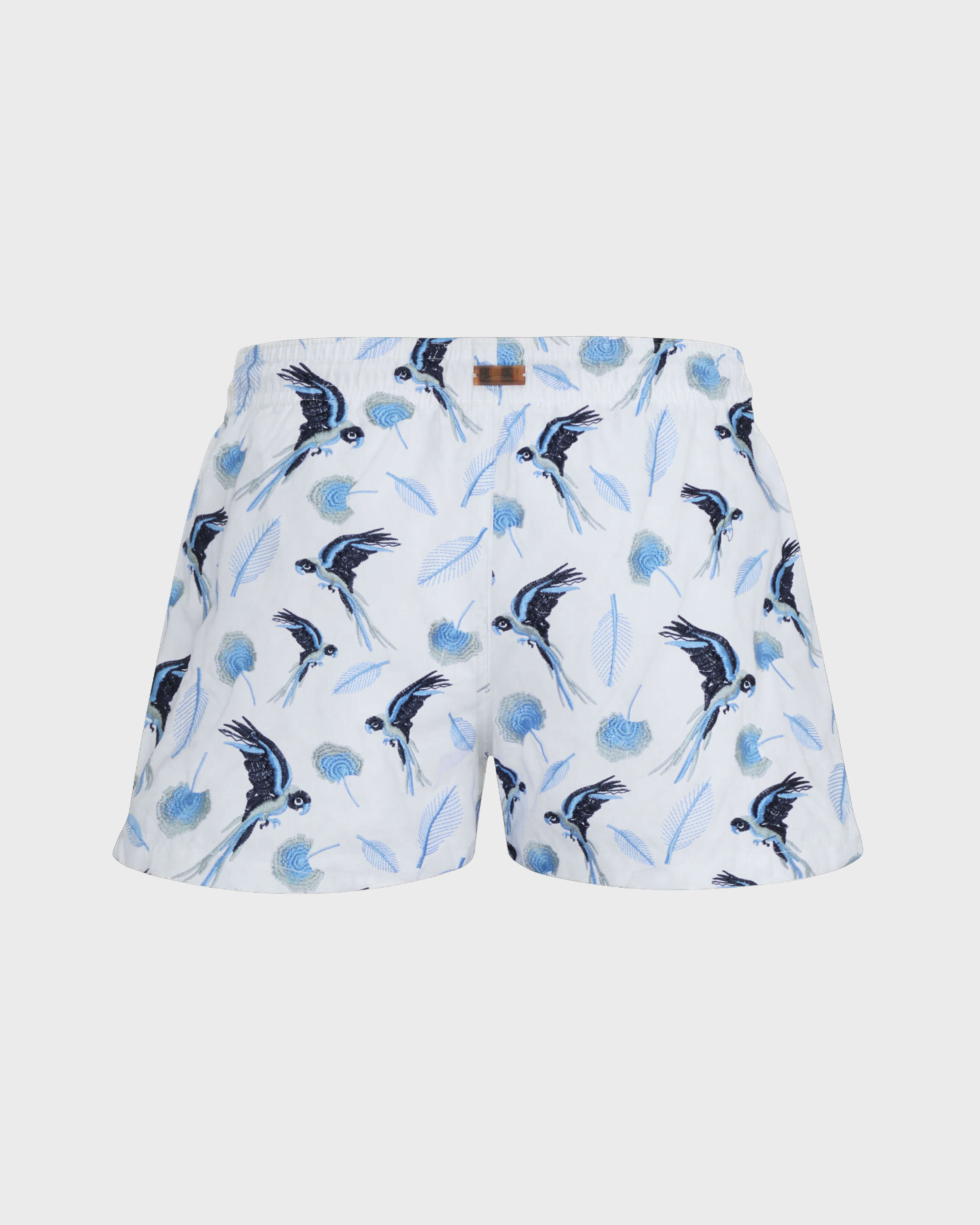 Short de bain brodé femme Papagaio - Édition Limitée BLANC back view