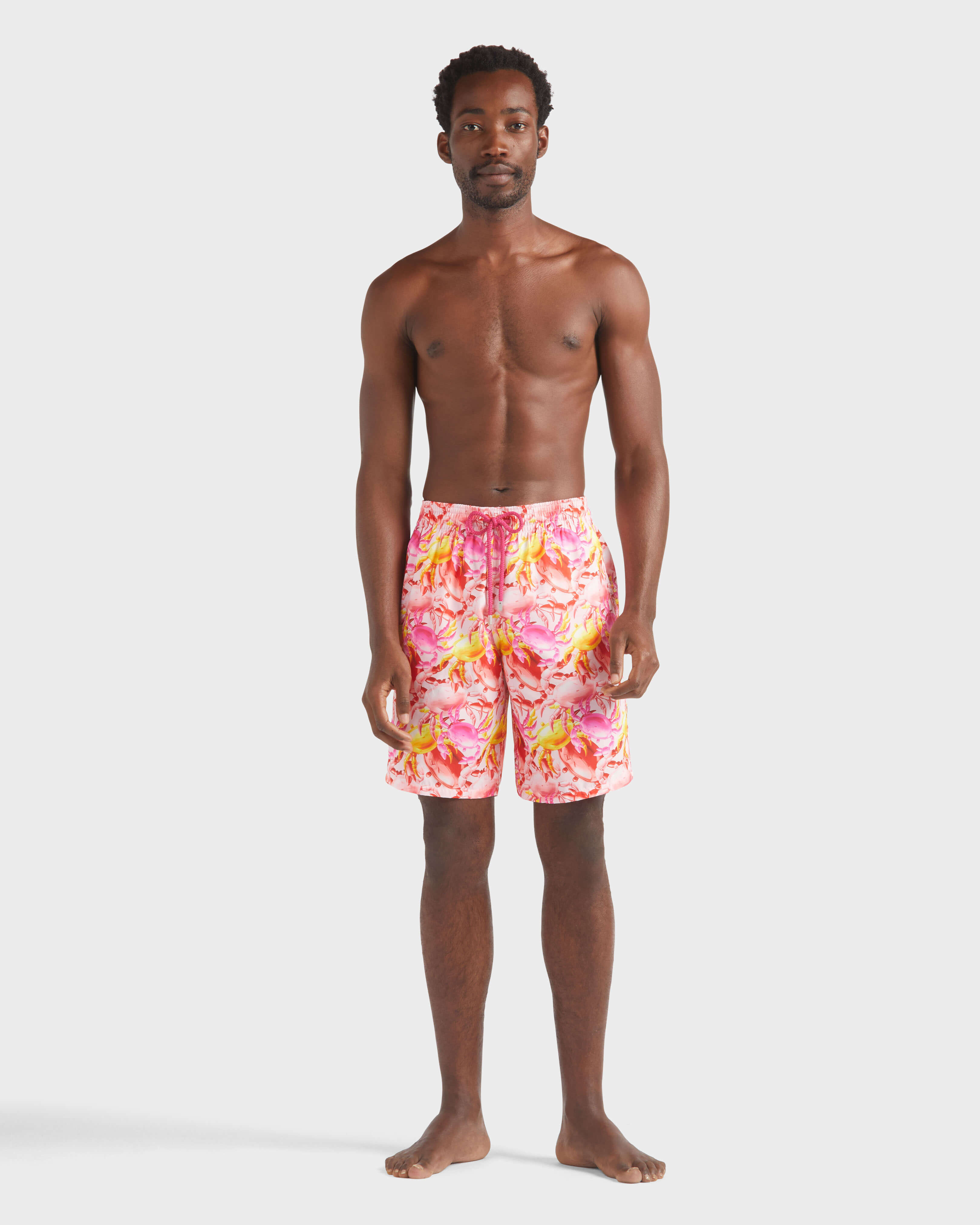 Men Ultra-Light and Packable Swim trunks Crab Balloonss PEONY frontworn view