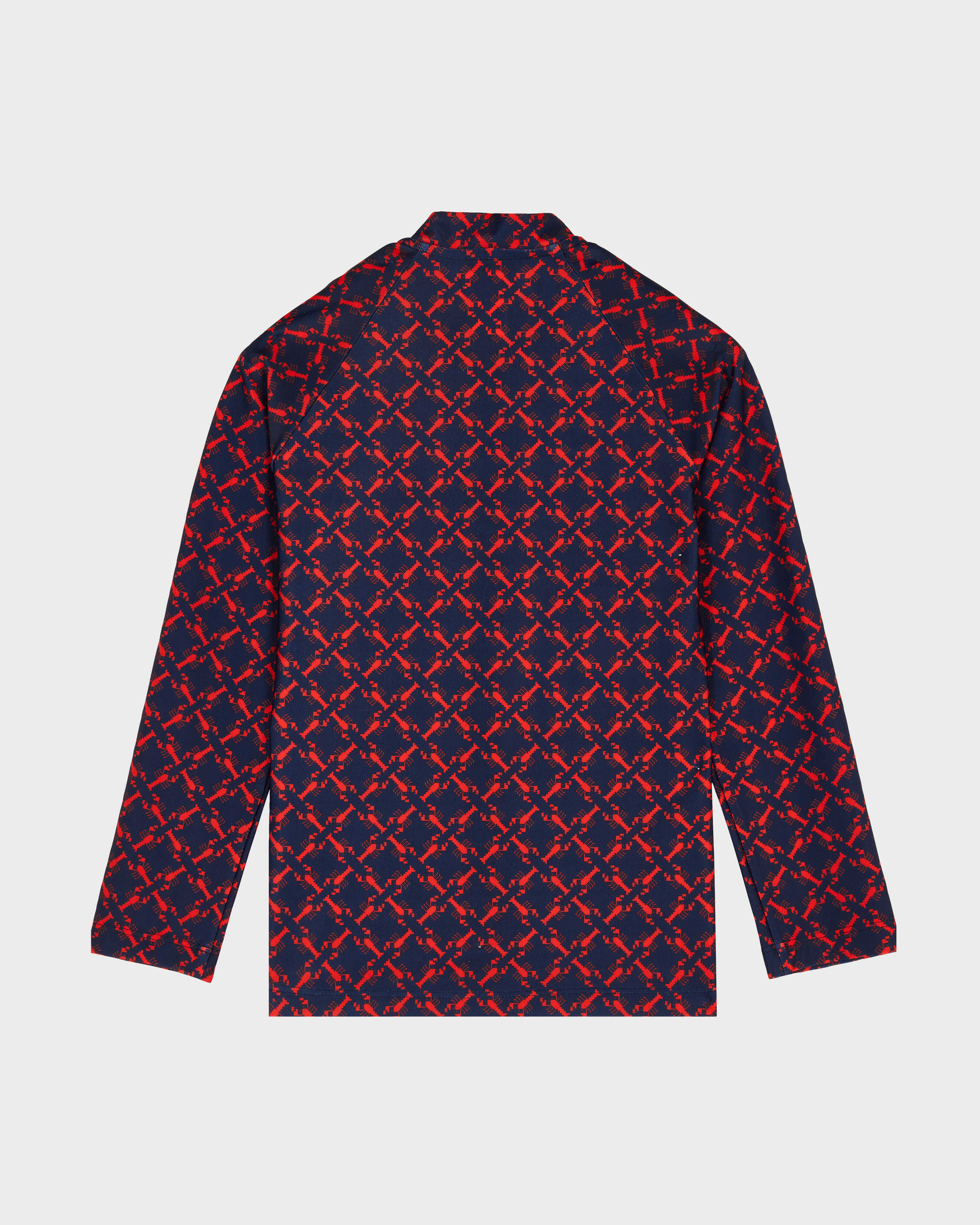 Boys Zipper Long Sleeves Rashguard Homard Pixel NAVY back view