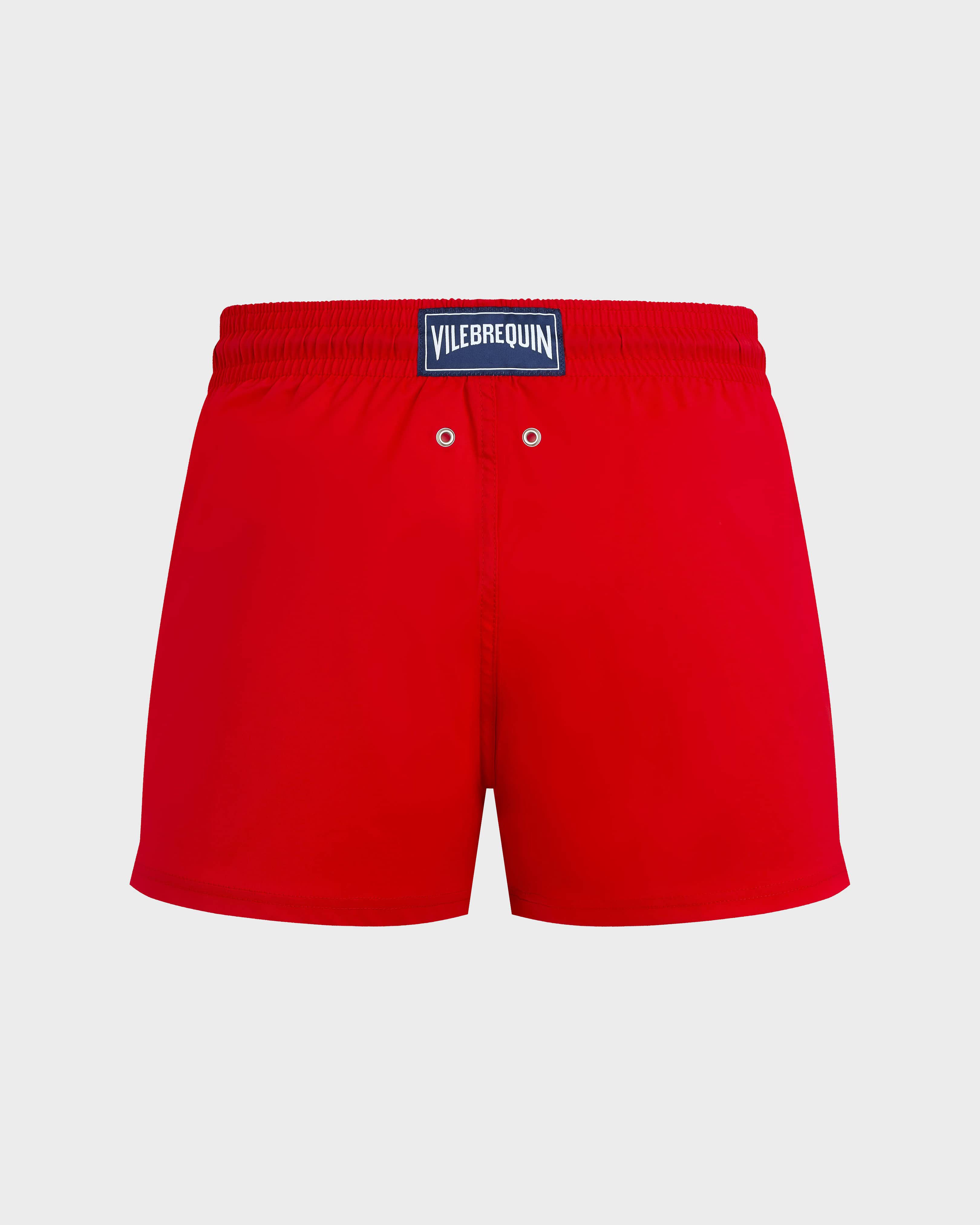 Men Swimwear Short and Fitted Stretch Solid MEDICIS RED back view