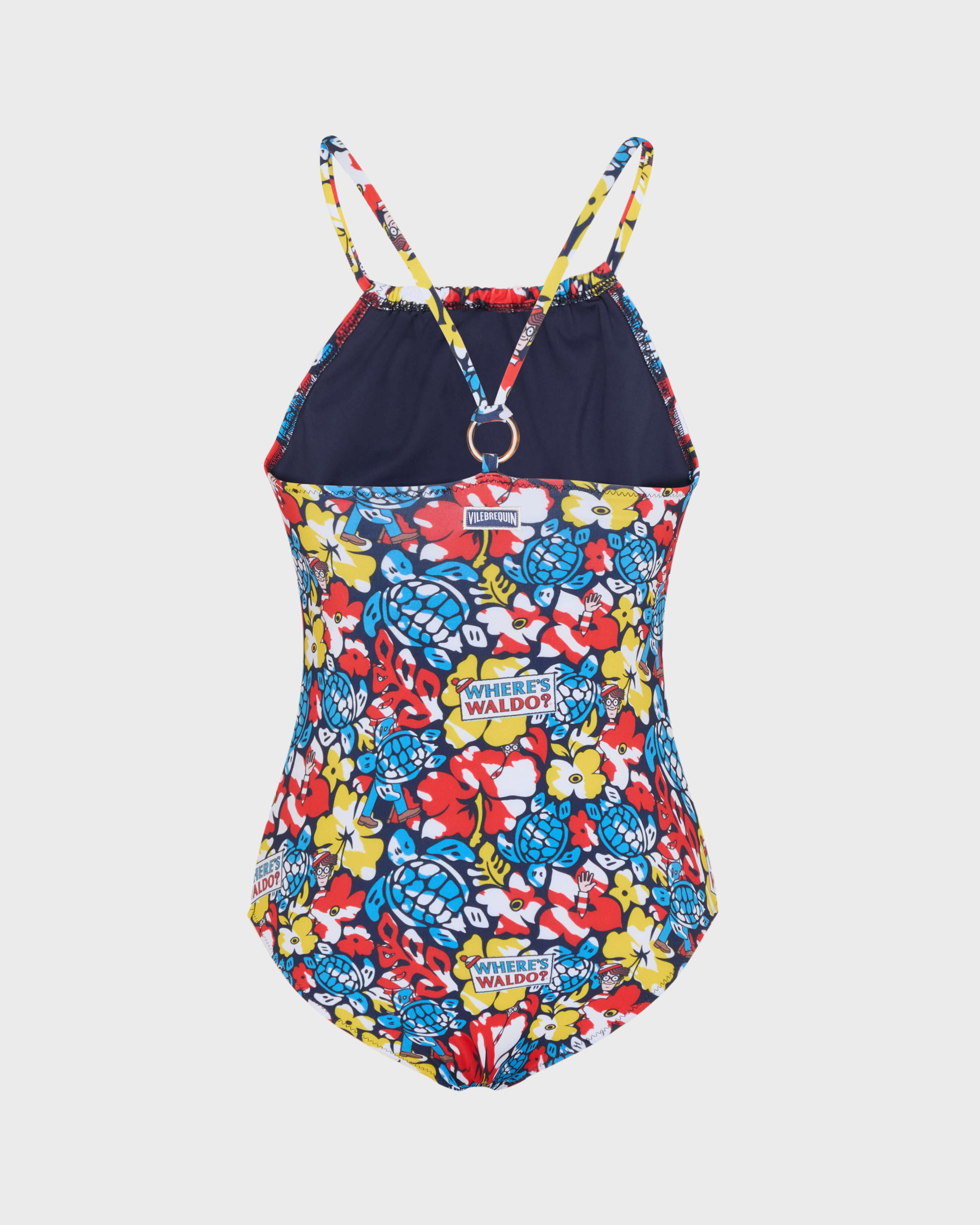 Maillot de bain une pièce fille Tropico Waldo - Vilebrequin x Où est Charlie ? BLEU MARINE back view