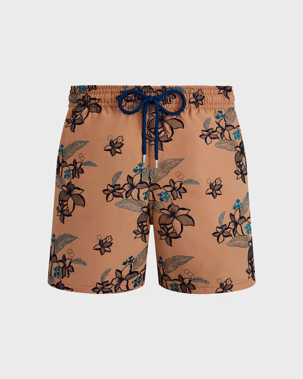 Vilebrequin - Men Swim Shorts Embroidered Flowers Power - Limited Edition - Swimwear - Mistral - Brown - Size 4XL