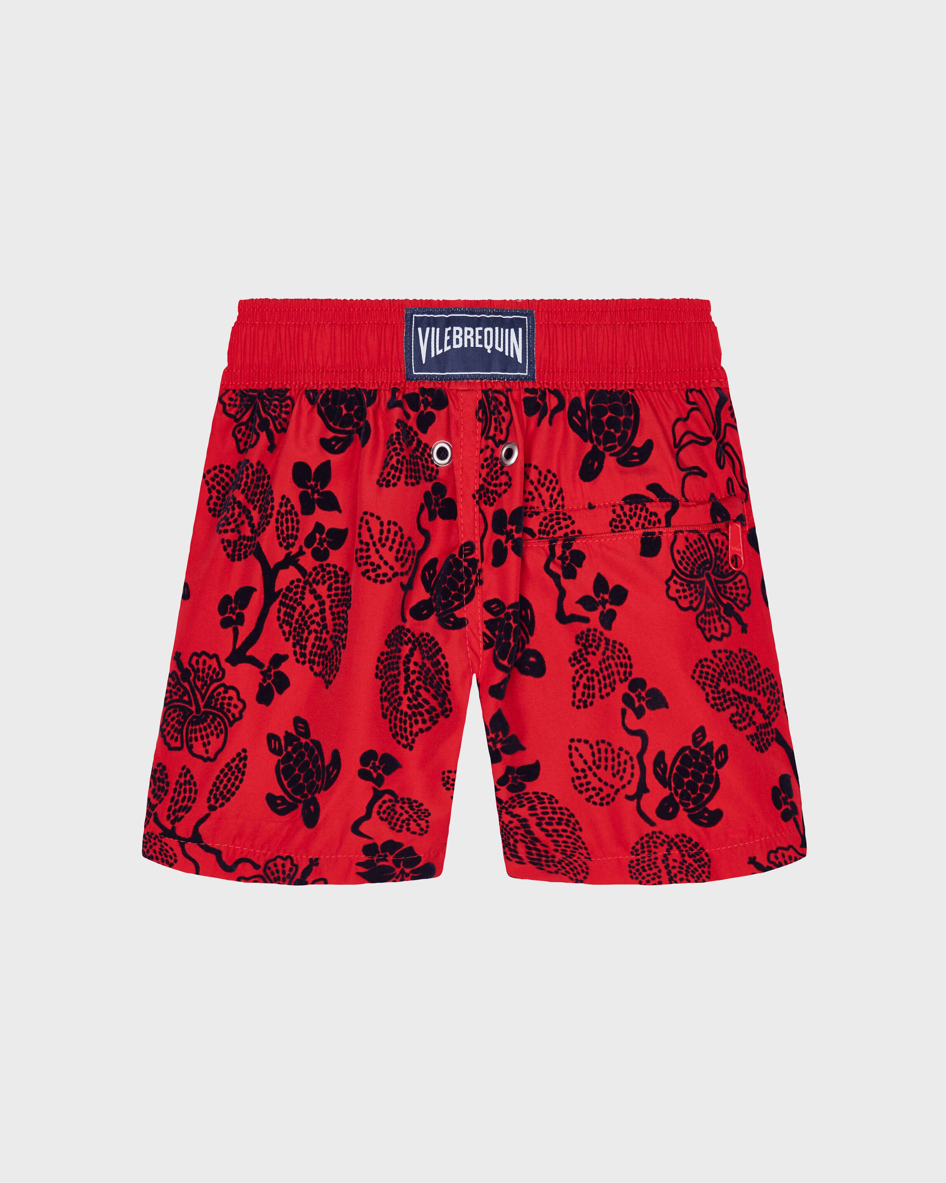 Boys Swim Shorts Ultra-light and Packable Natural Turtles Flocked PEPPERS back view