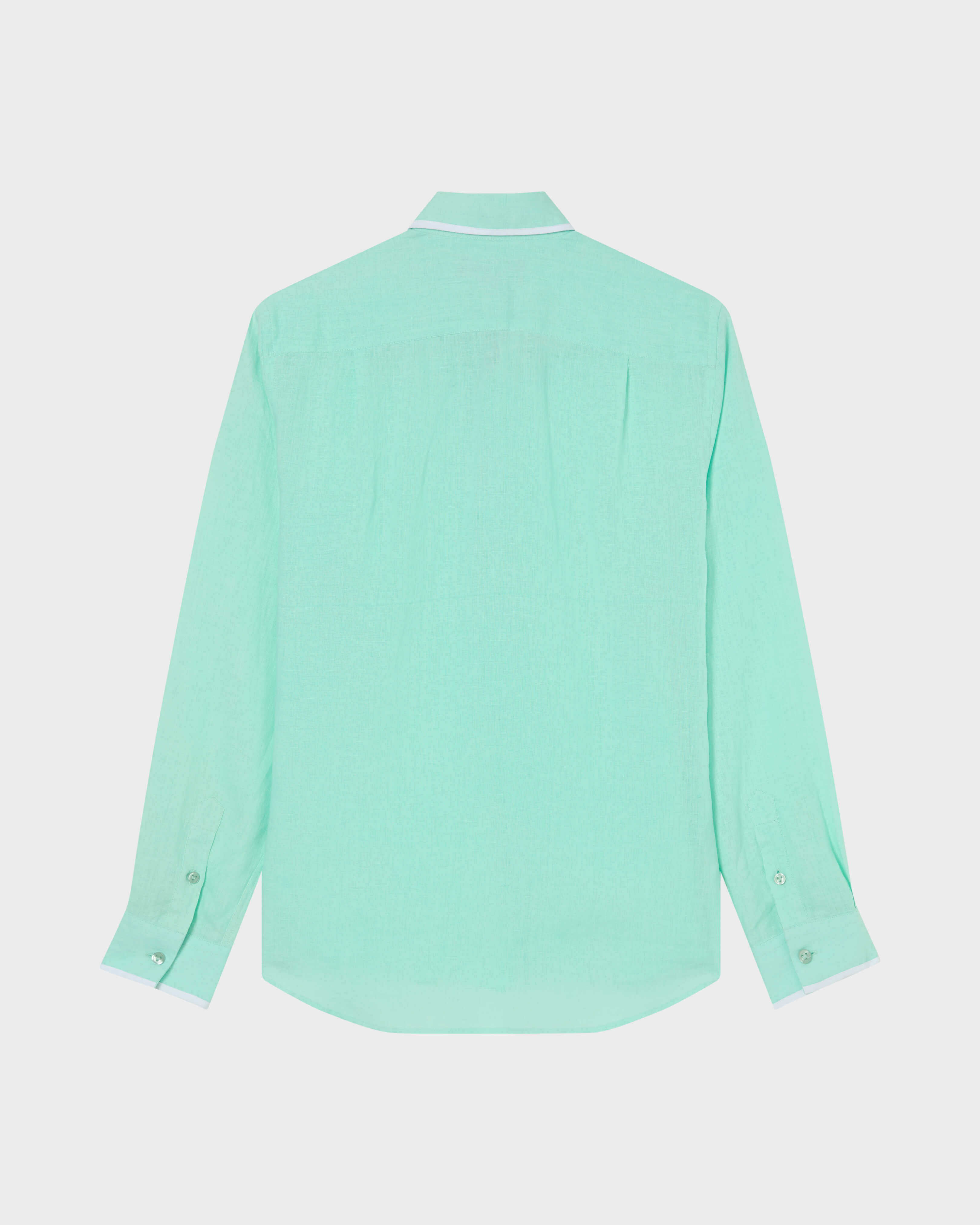 Camisa de lino de color liso para hombre CARIBBEAN back view