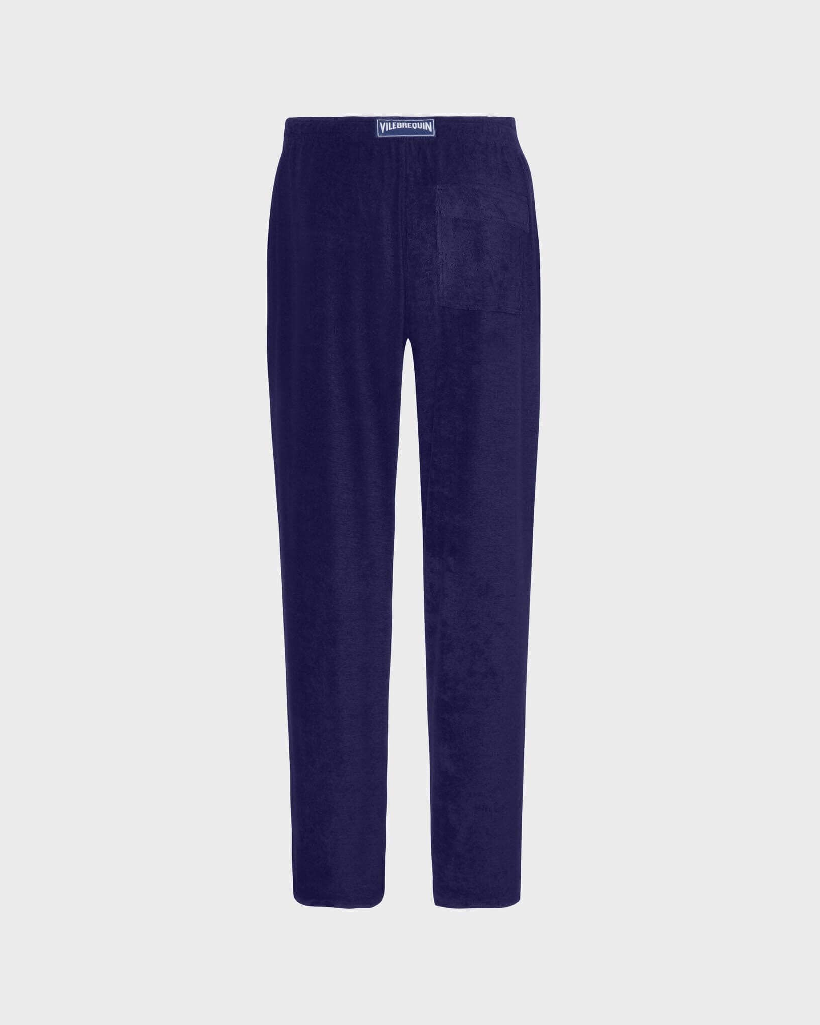 Men Terry Pants Solid MIDNIGHT back view