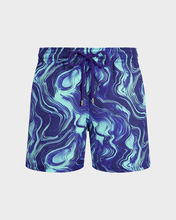 Vilebrequin Men's - Swim Shorts Marble - Swimwear - Moorea - Blue Large