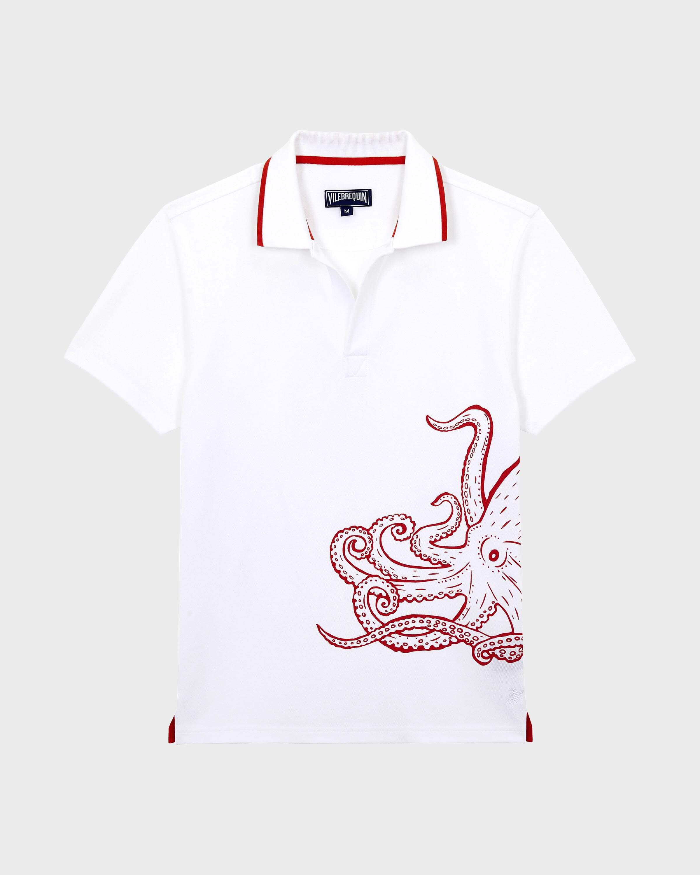 Men Cotton Polo Printed Poulpe WHITE front view