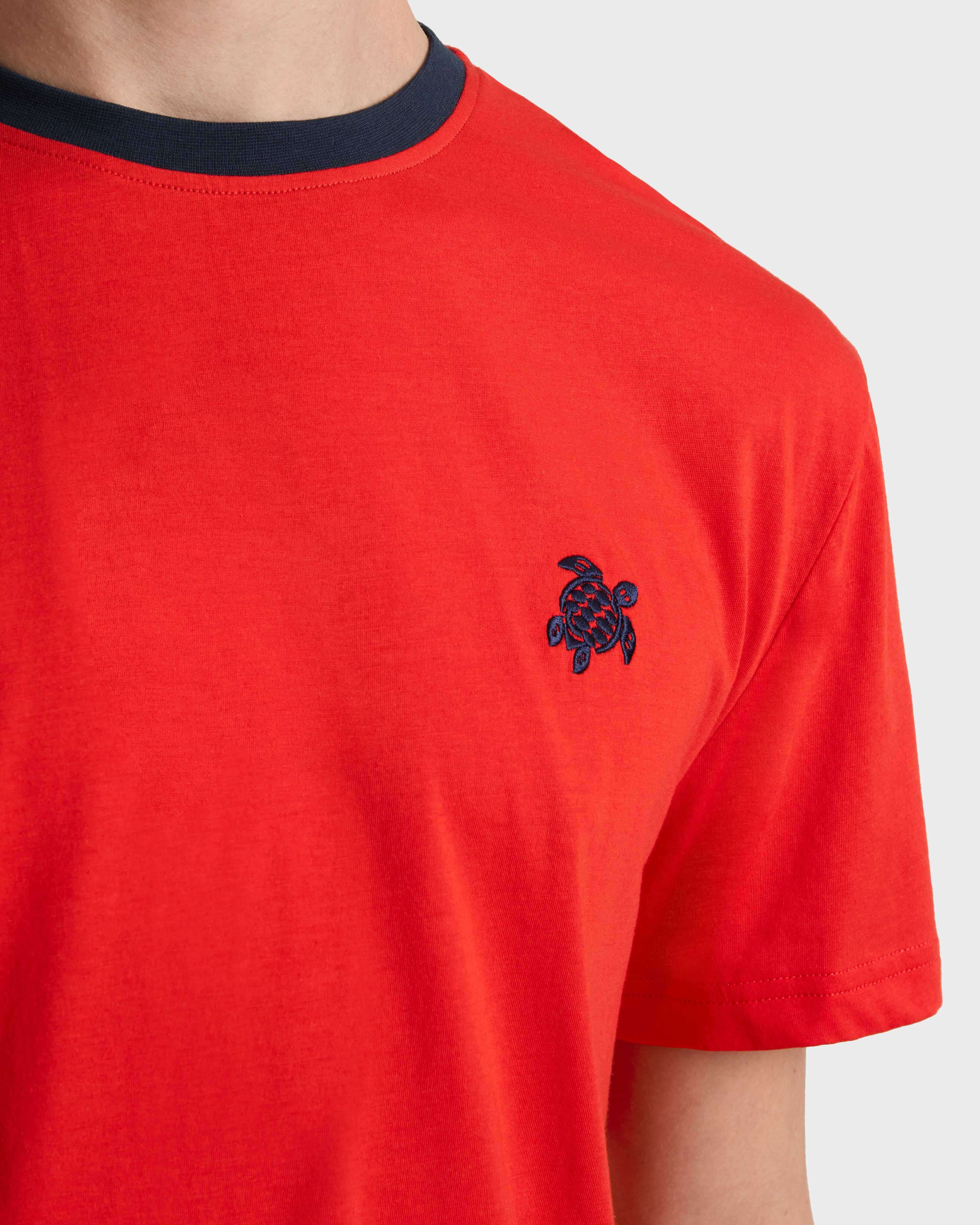 Men Organic Cotton Bicolor T-shirt POPPY RED supp1 view