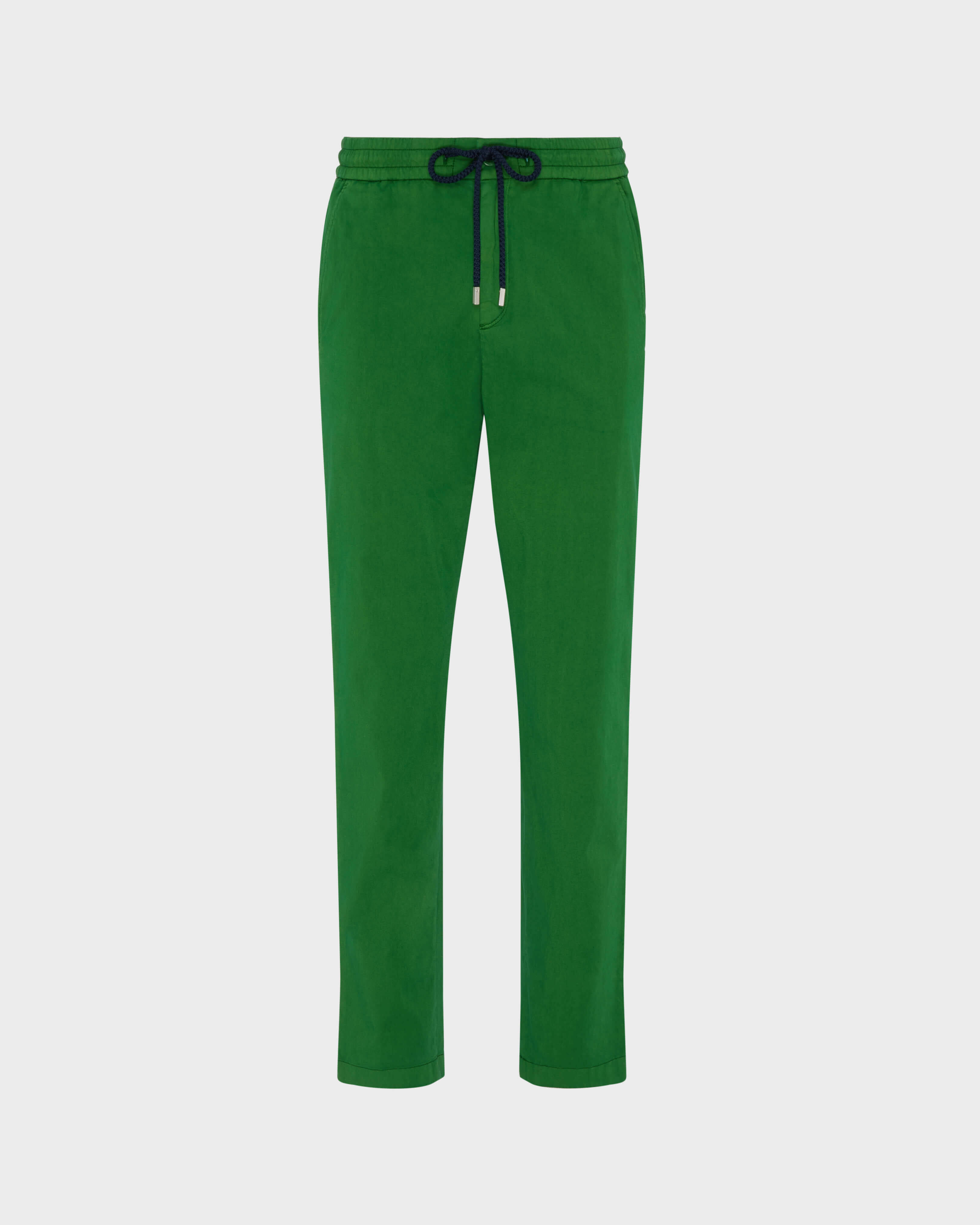 Einfarbige Herrenhose aus Baumwollsatin mit elastischem Bund TROPICAL front view