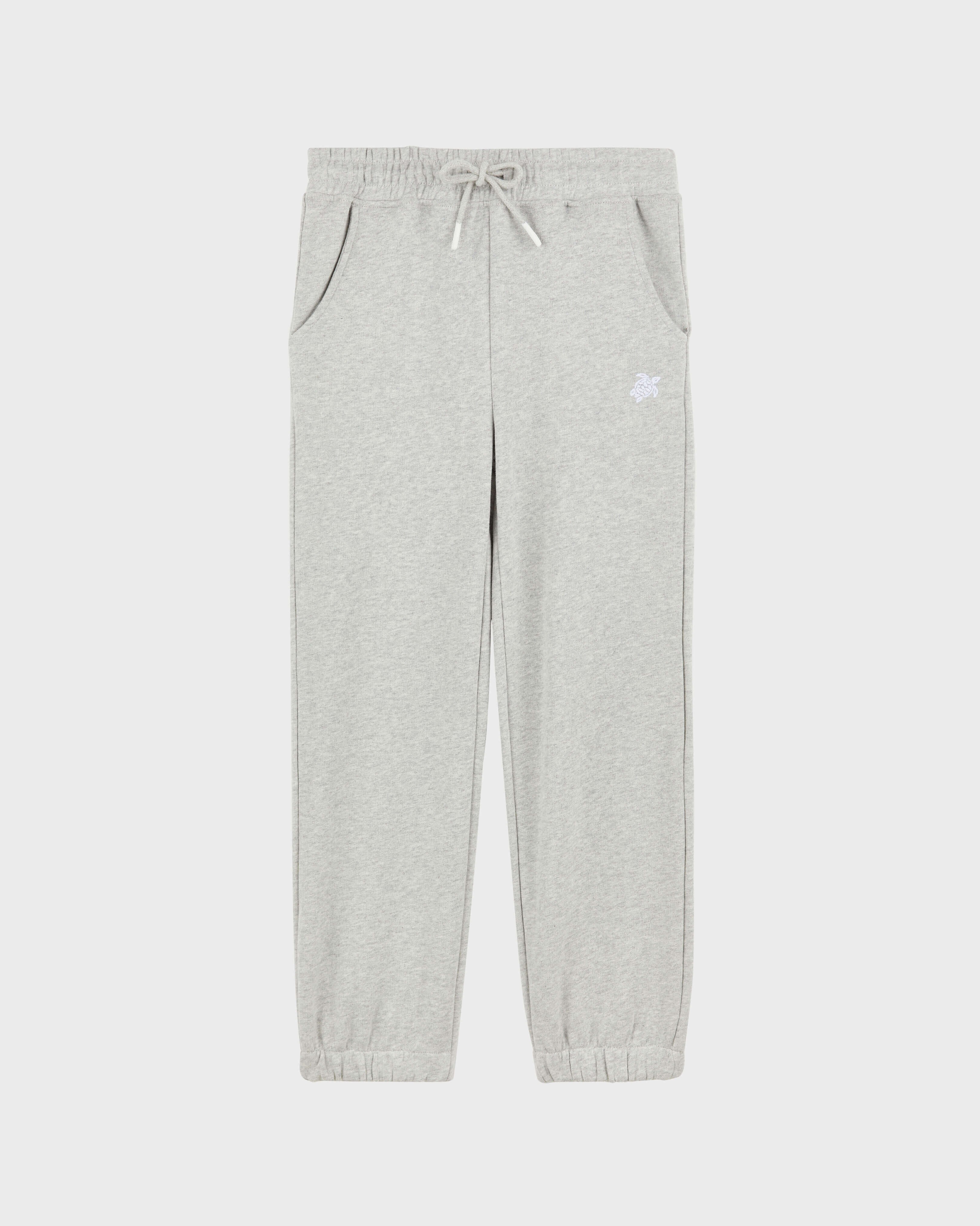Boys Organic Cotton Jogger Pants Solid HEATHER GREY front view