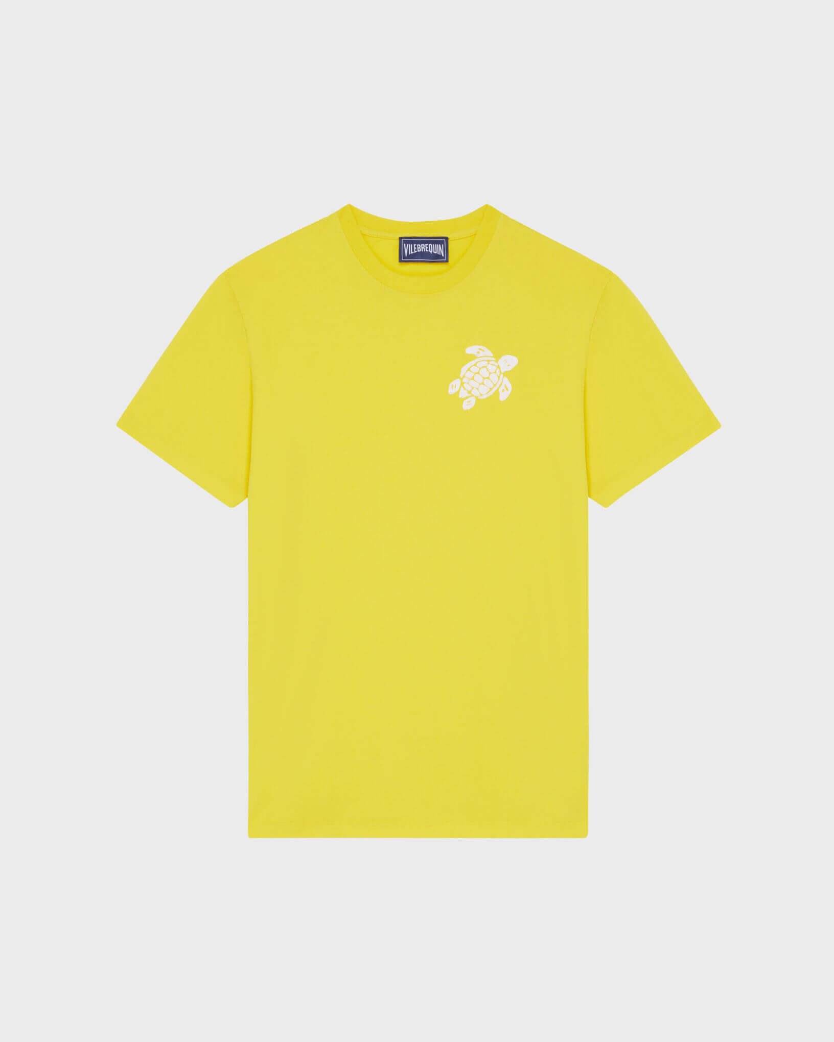Men Organic Cotton T-shirt Big Turtle Embroidery SUN front view