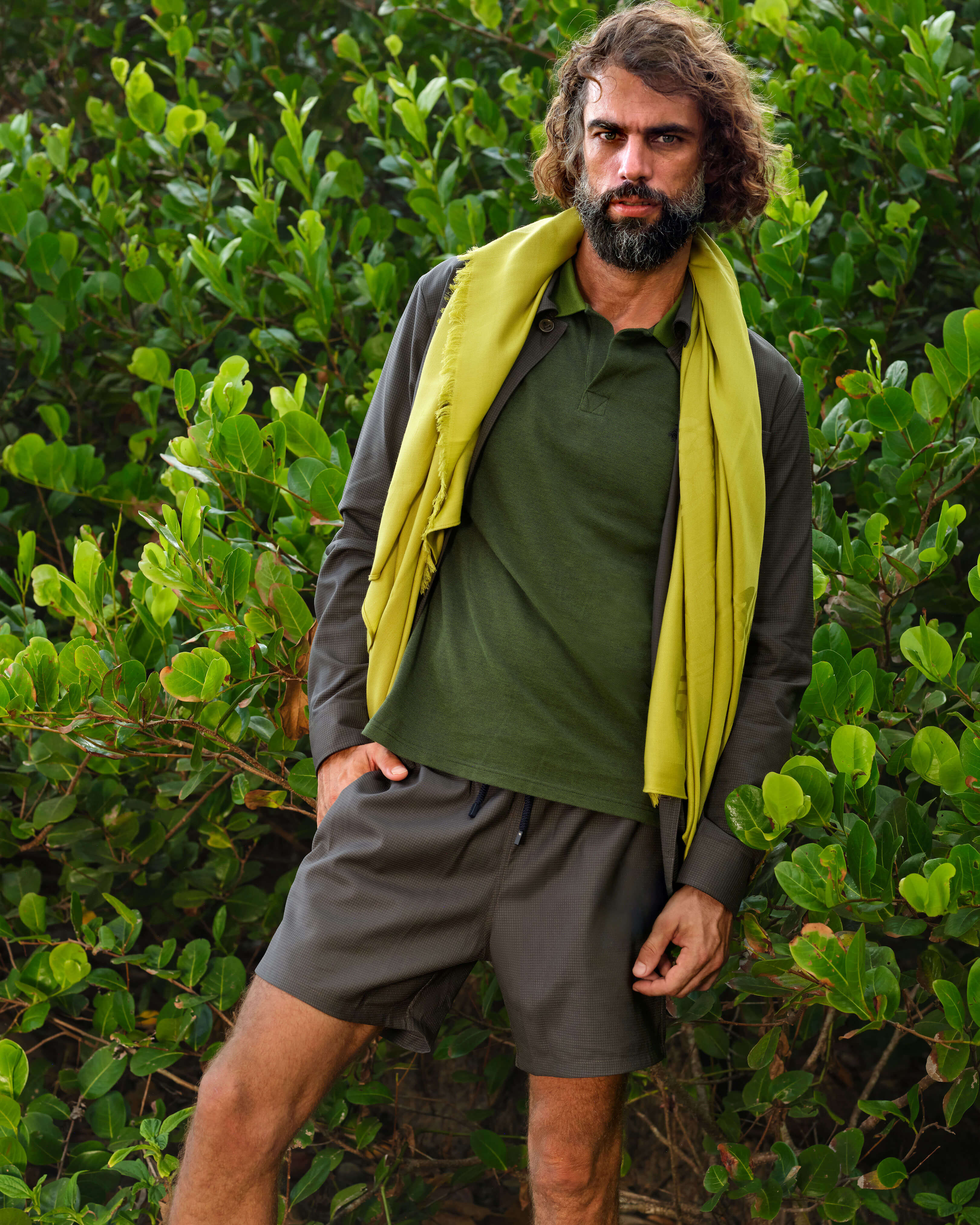 Men Ultrafine Wool Swim Shorts Micro Carreaux Tailoring KHAKI look1 view
