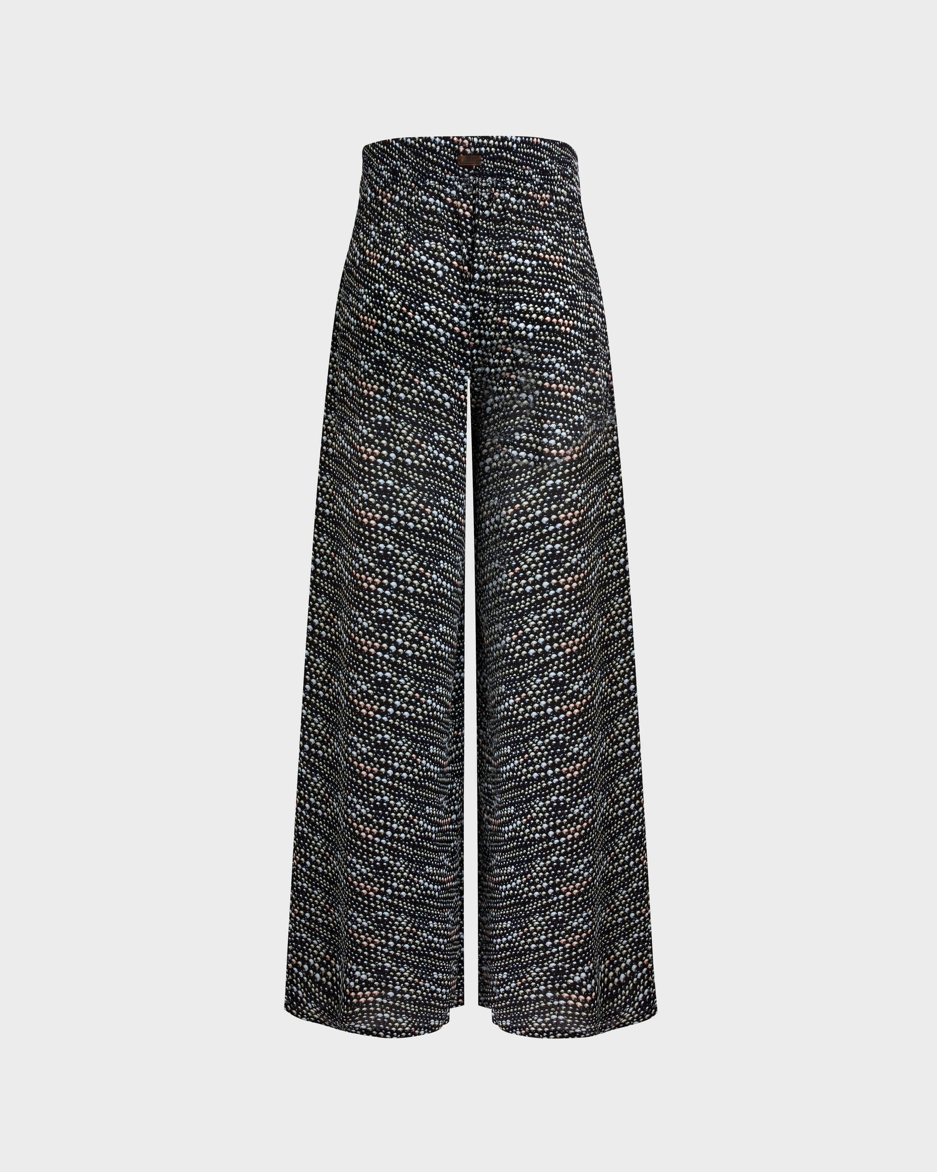 Women Wide-leg Viscose Pants Pearl BLACK back view