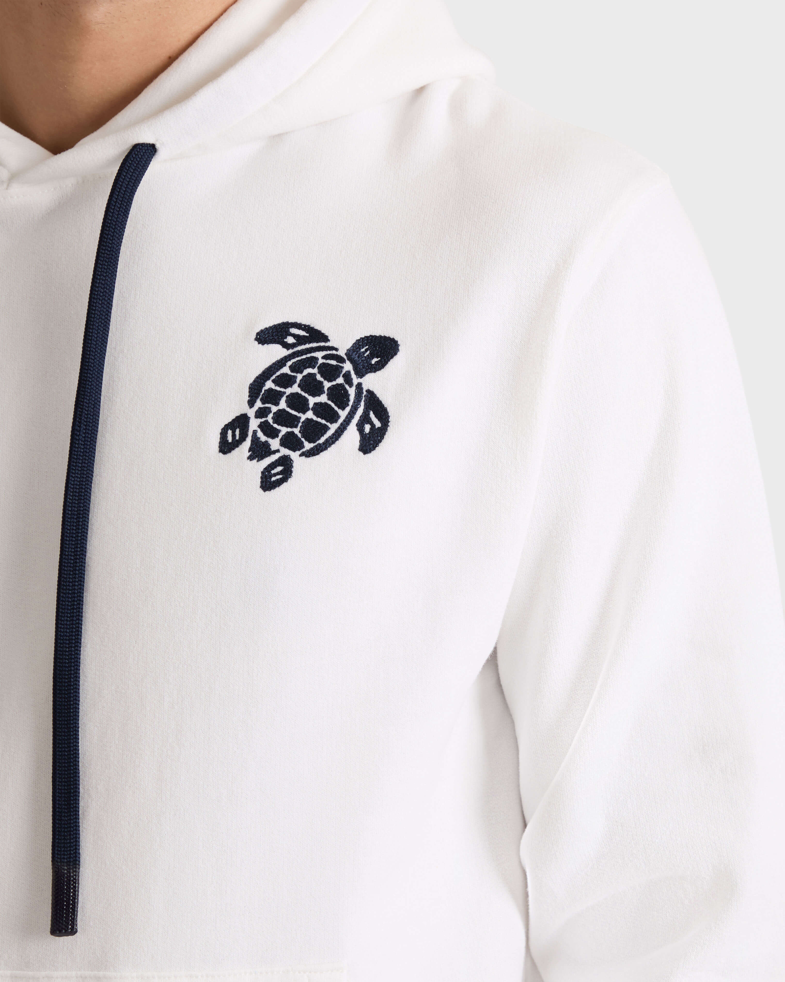 Sudadera con capucha de algodón con tortuga bordada para hombre BLANCO supp1 view