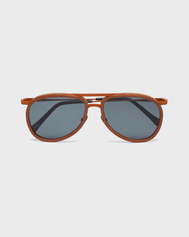 Vilebrequin - Wood Aviator Sunglasses Solid - Vilebrequin X Shelter - Sunglasses - Vol2nuit - Brown - Size OSFA