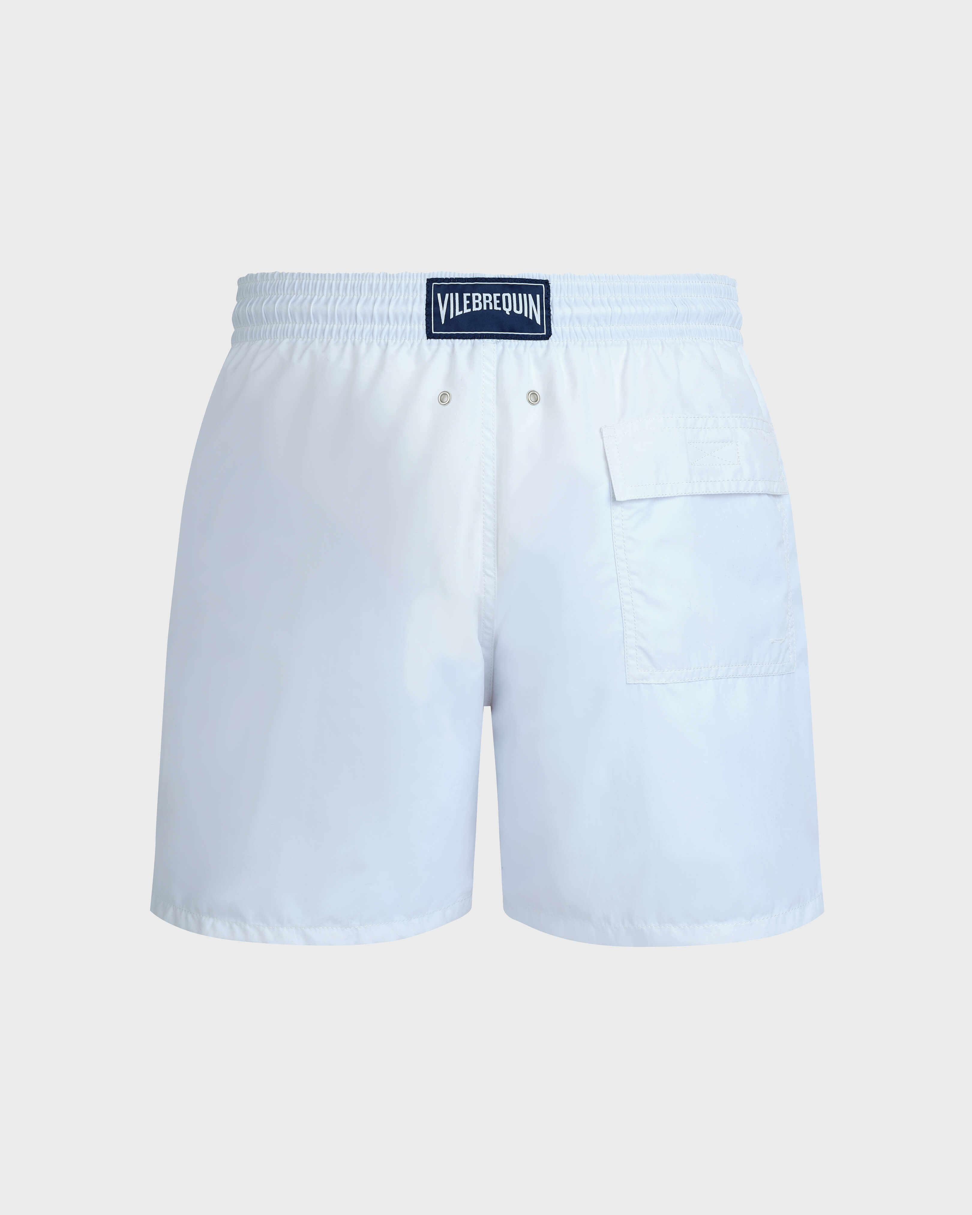 Men Swim Shorts Solid WHITE back view