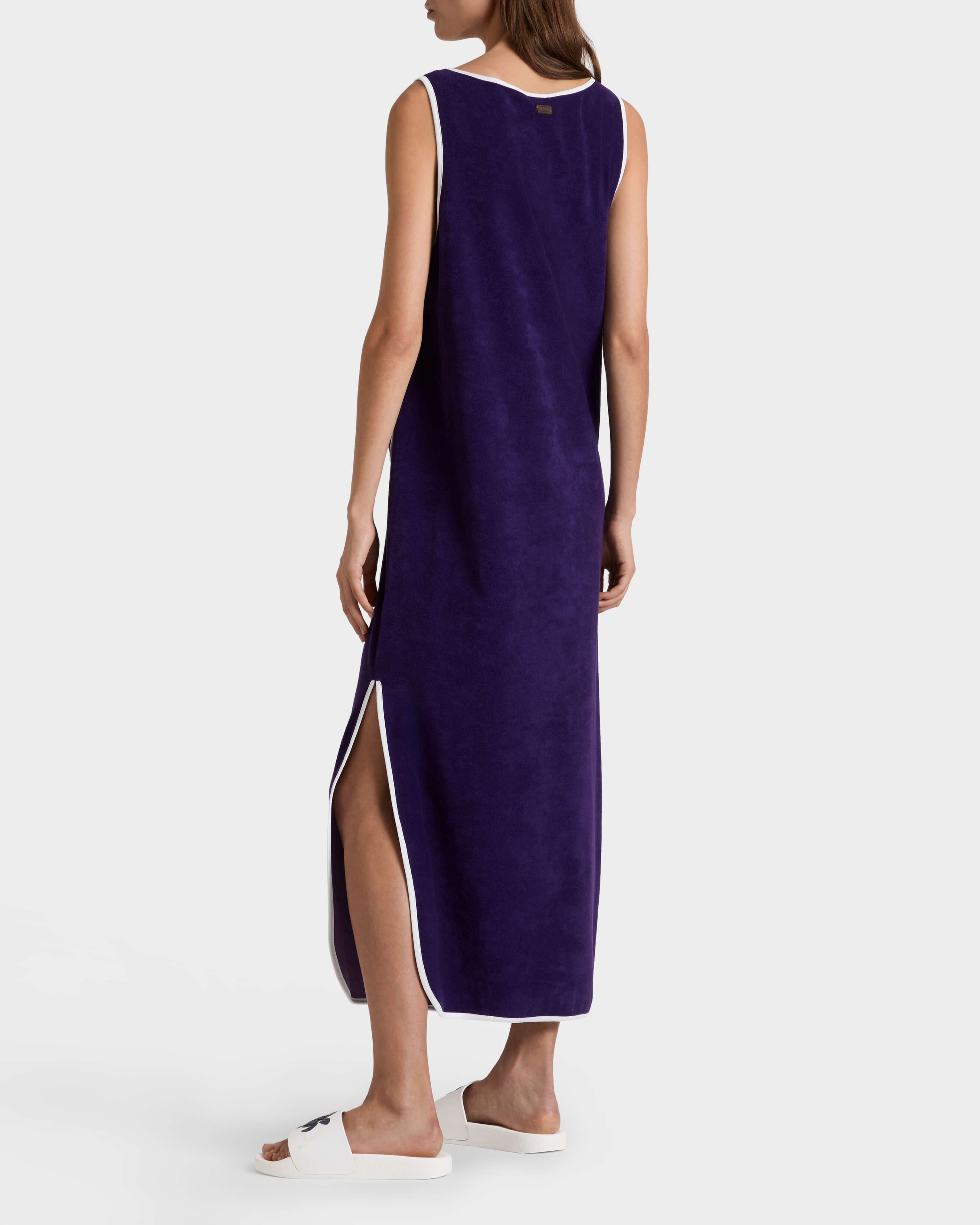 Women Terry Long Tank Dress Solid VIOLETTE backworn view