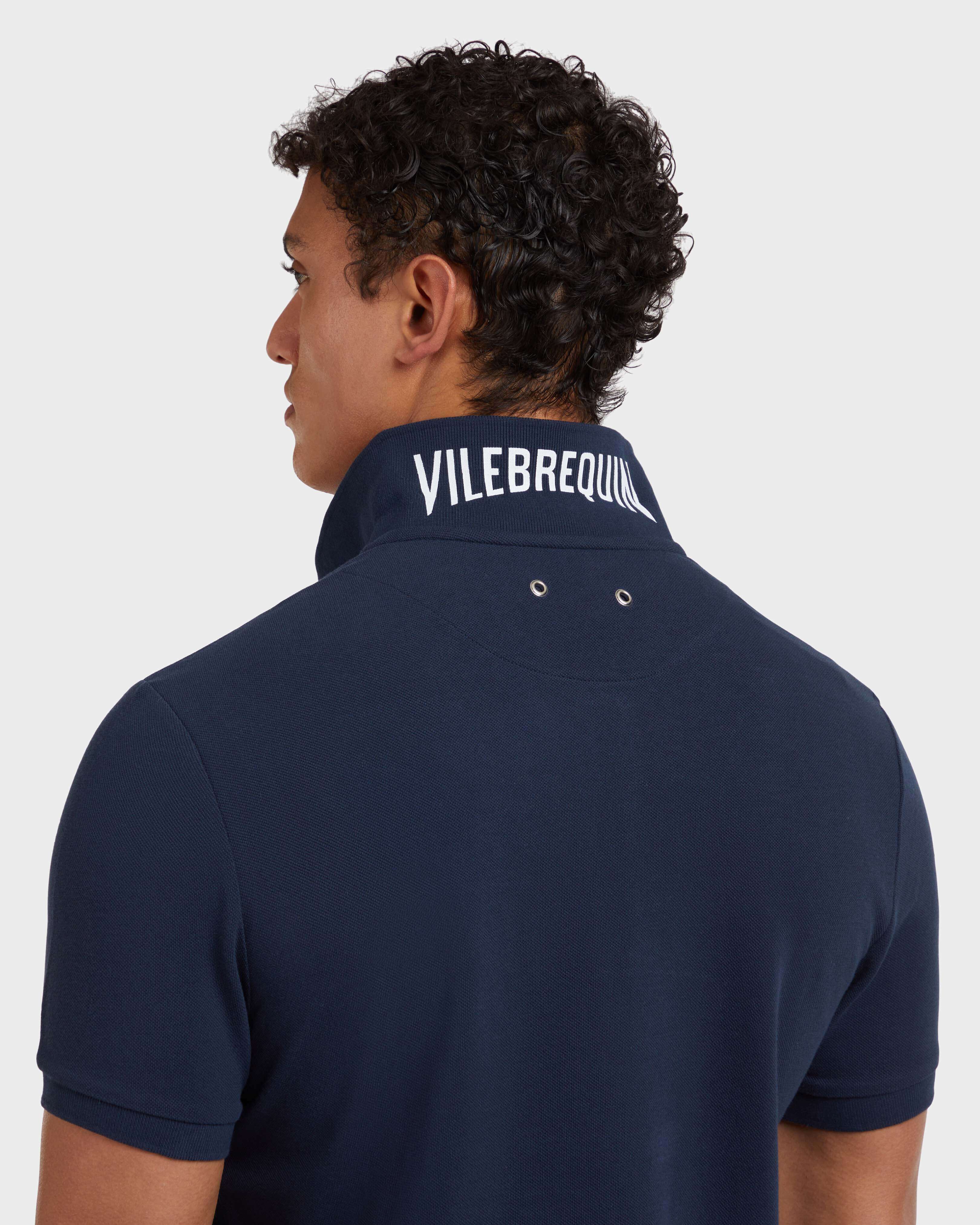 Men Organic Cotton Pique Polo Shirt Solid NAVY supp3 view