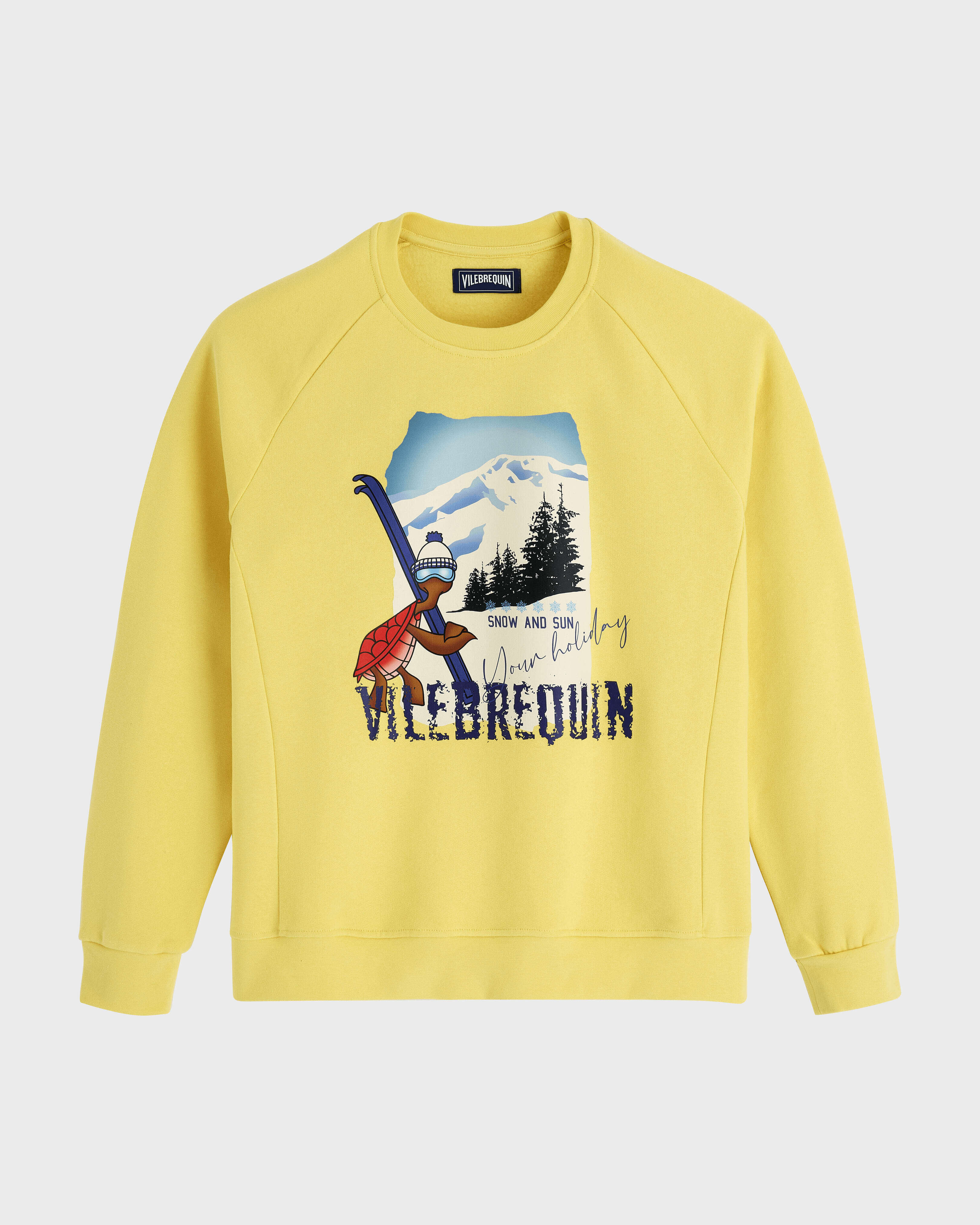 Sweat en coton polaire homme imprimé Turtle Skier Snow and Sun BOUTON D'OR front view