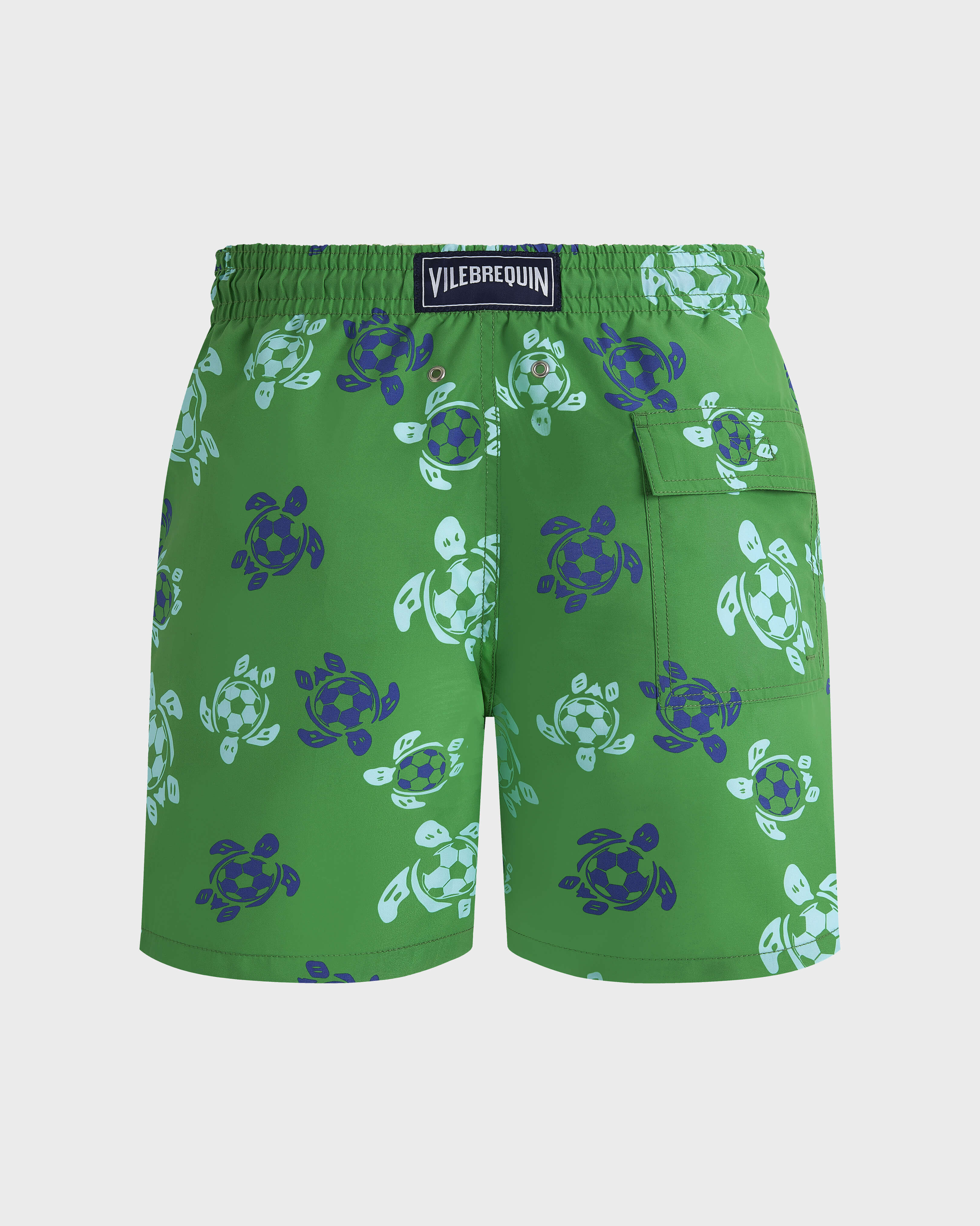 Men Swim Shorts Soccer Turtles LASER back view