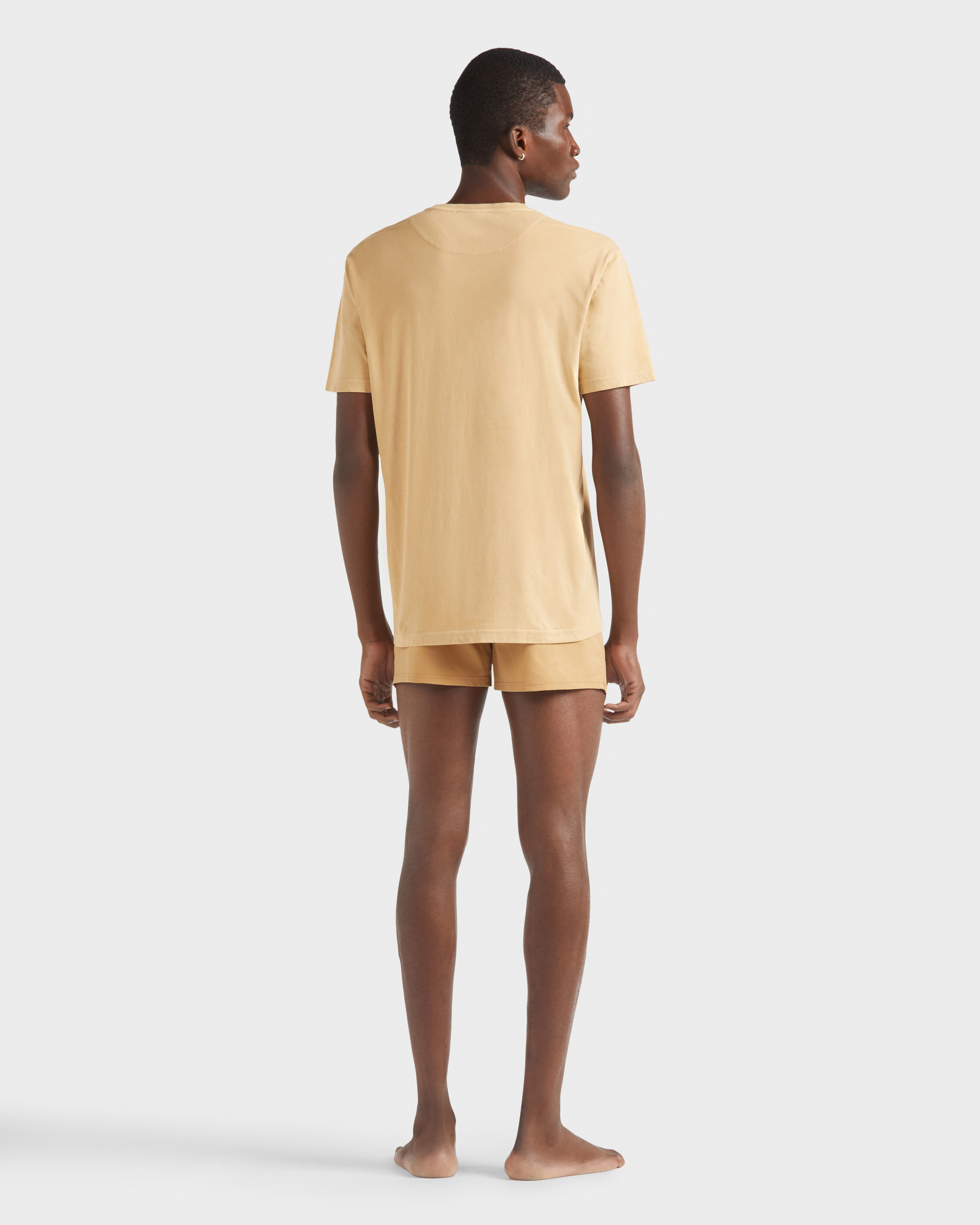Men Solid Organic cotton T-shirt Natural Colors MOCHA backworn view