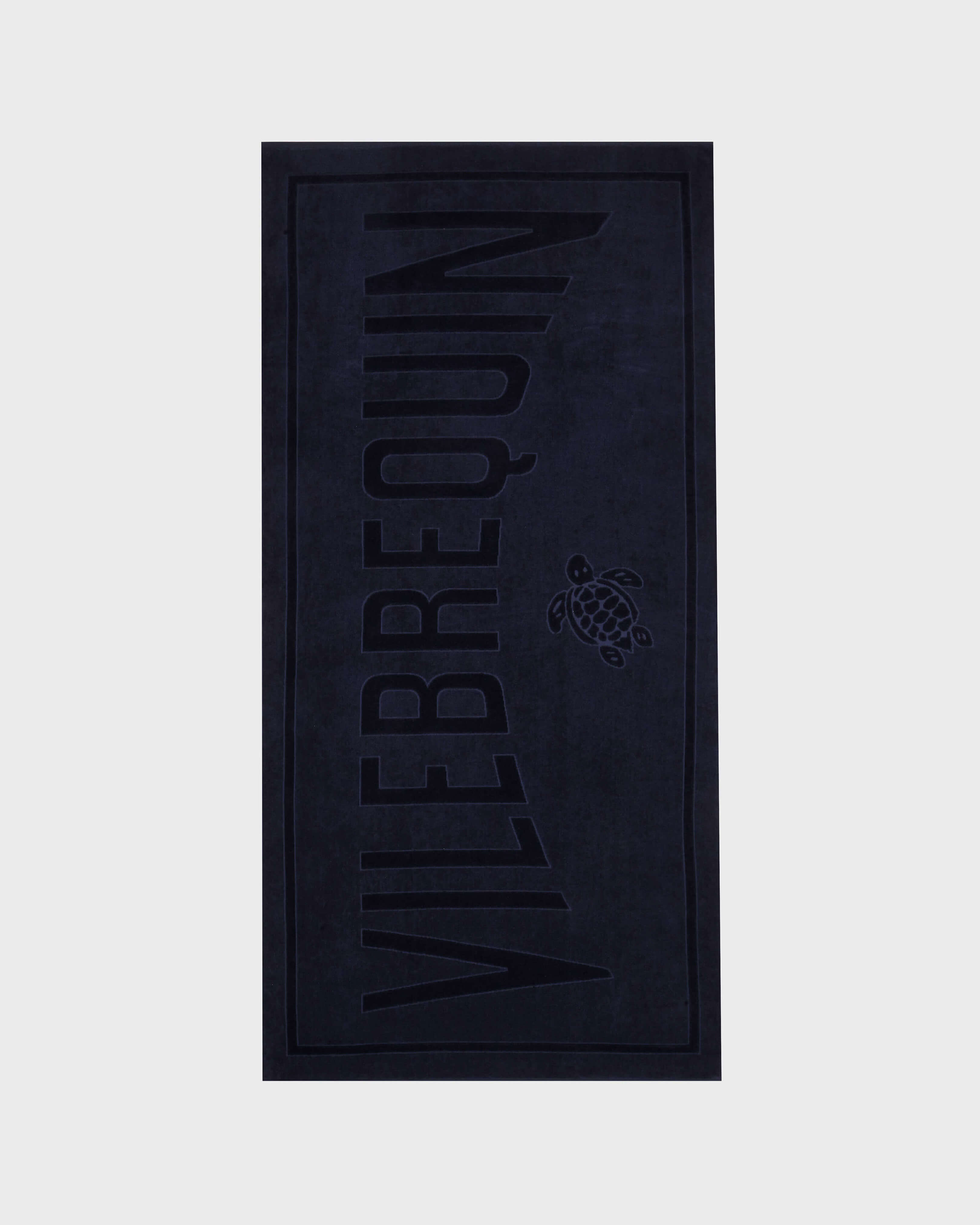 Solid Organic Cotton Beach Towel NAVY front view