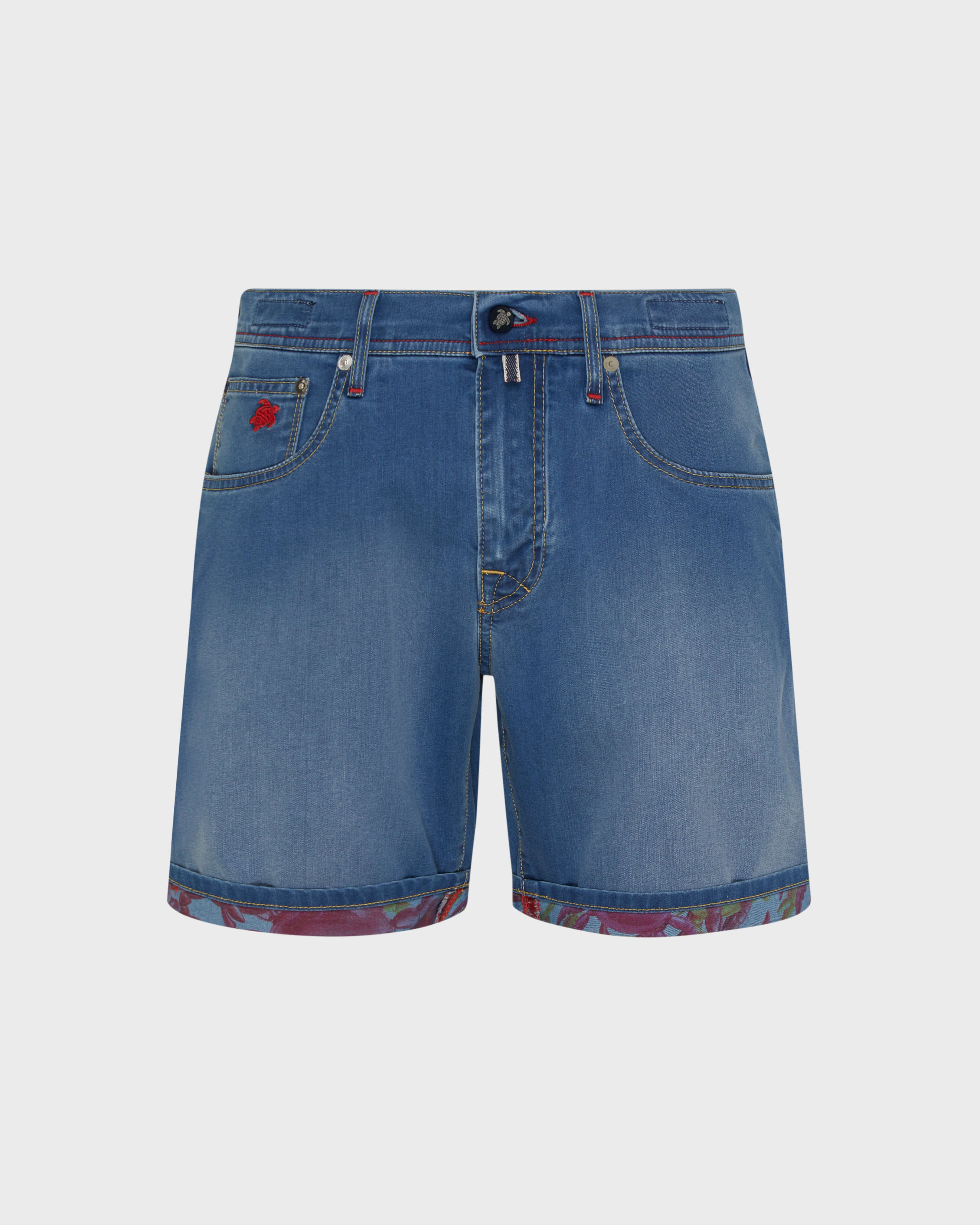 Men Denim Bermuda Shorts Crab Balloons MED DENIM W2 front view