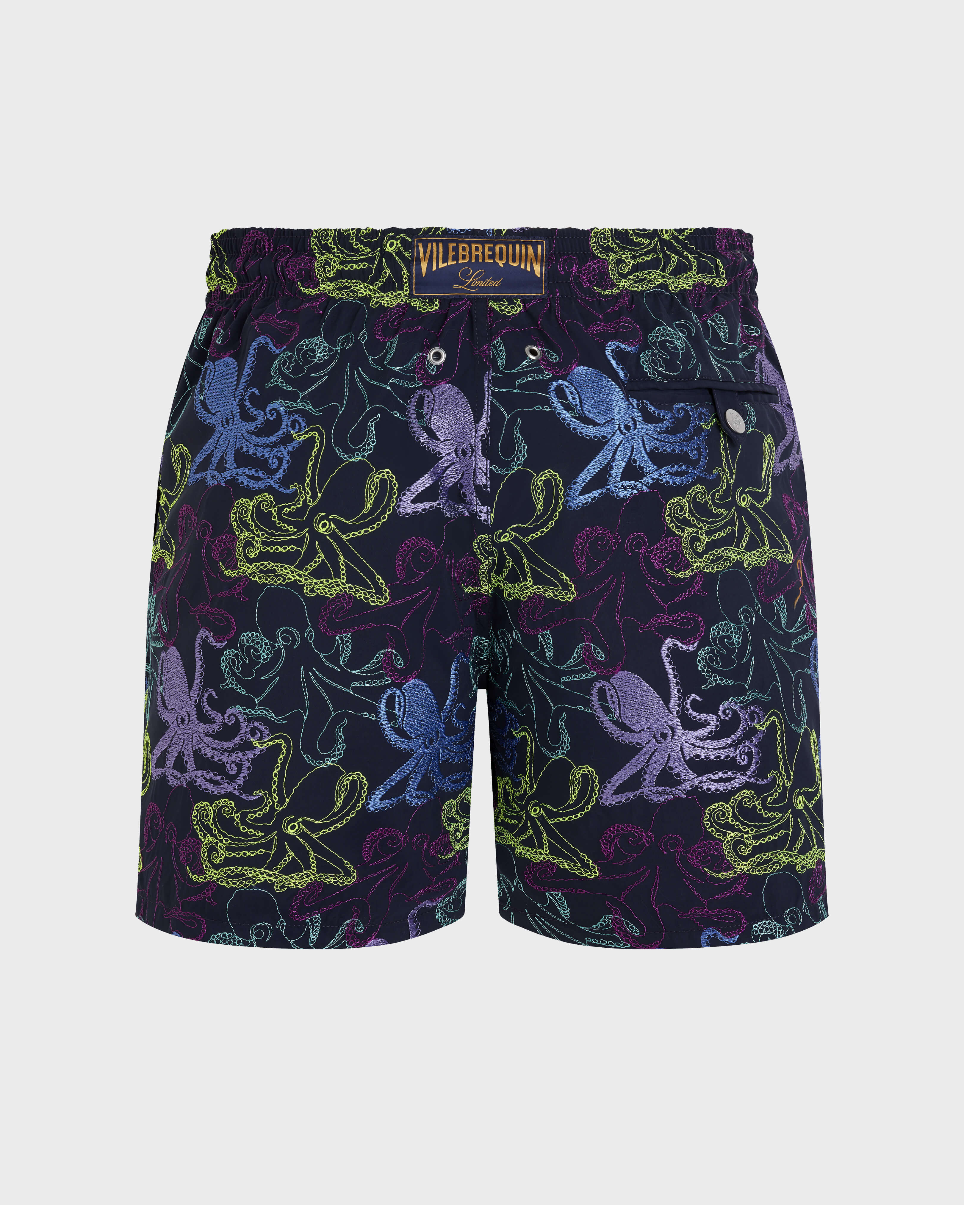 Pantaloncini mare uomo ricamati Octopussy - Edizione limitata BLU MARINE back view