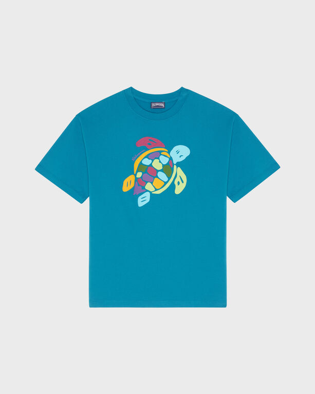 Vilebrequin - Boys Organic Cotton Oversize T-shirt Big Turtle - Tee Shirt - Galileo - Blue - Size 2