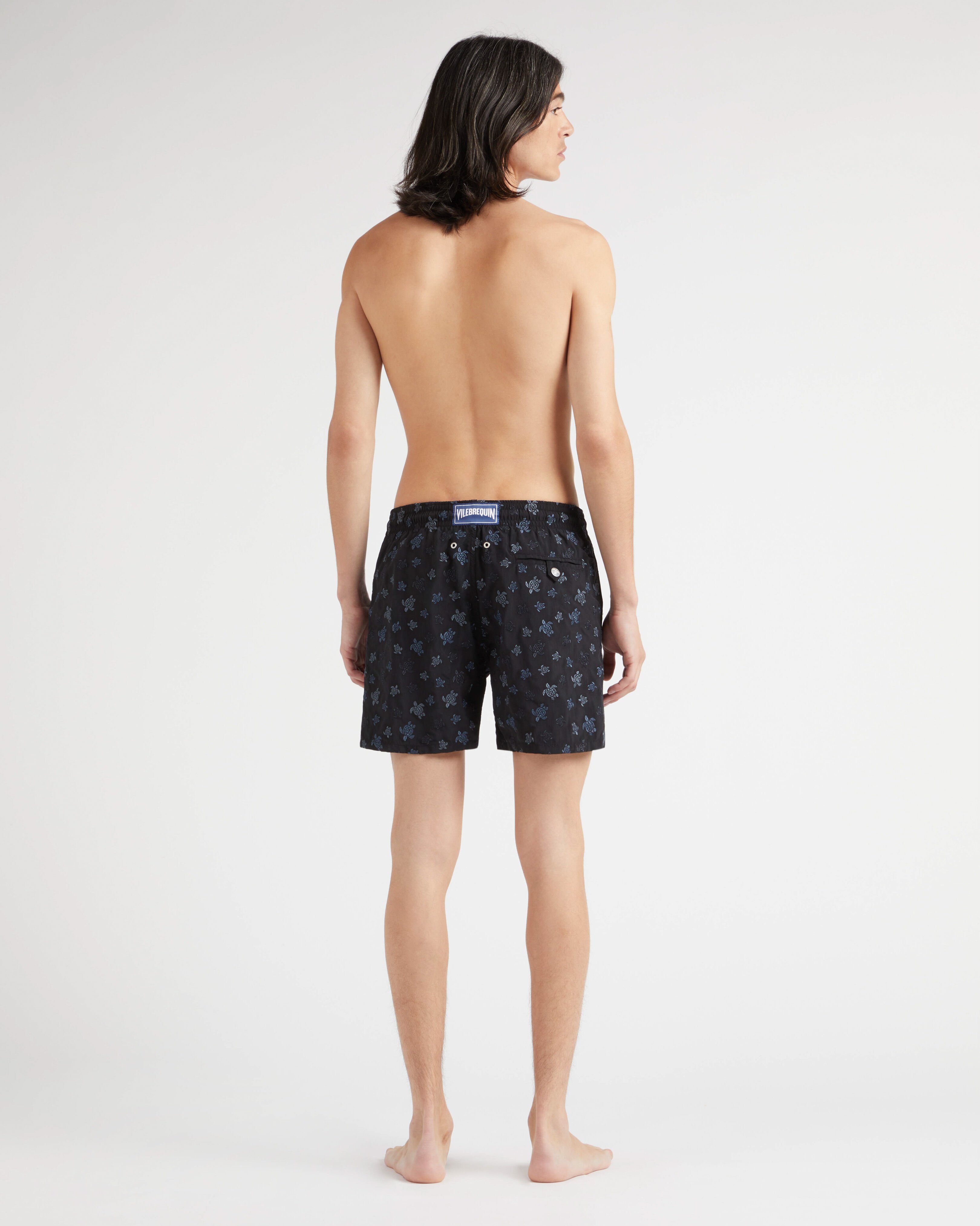 Men Swim Shorts Embroidered Ronde des Tortues - Limited Edition BLACK backworn view