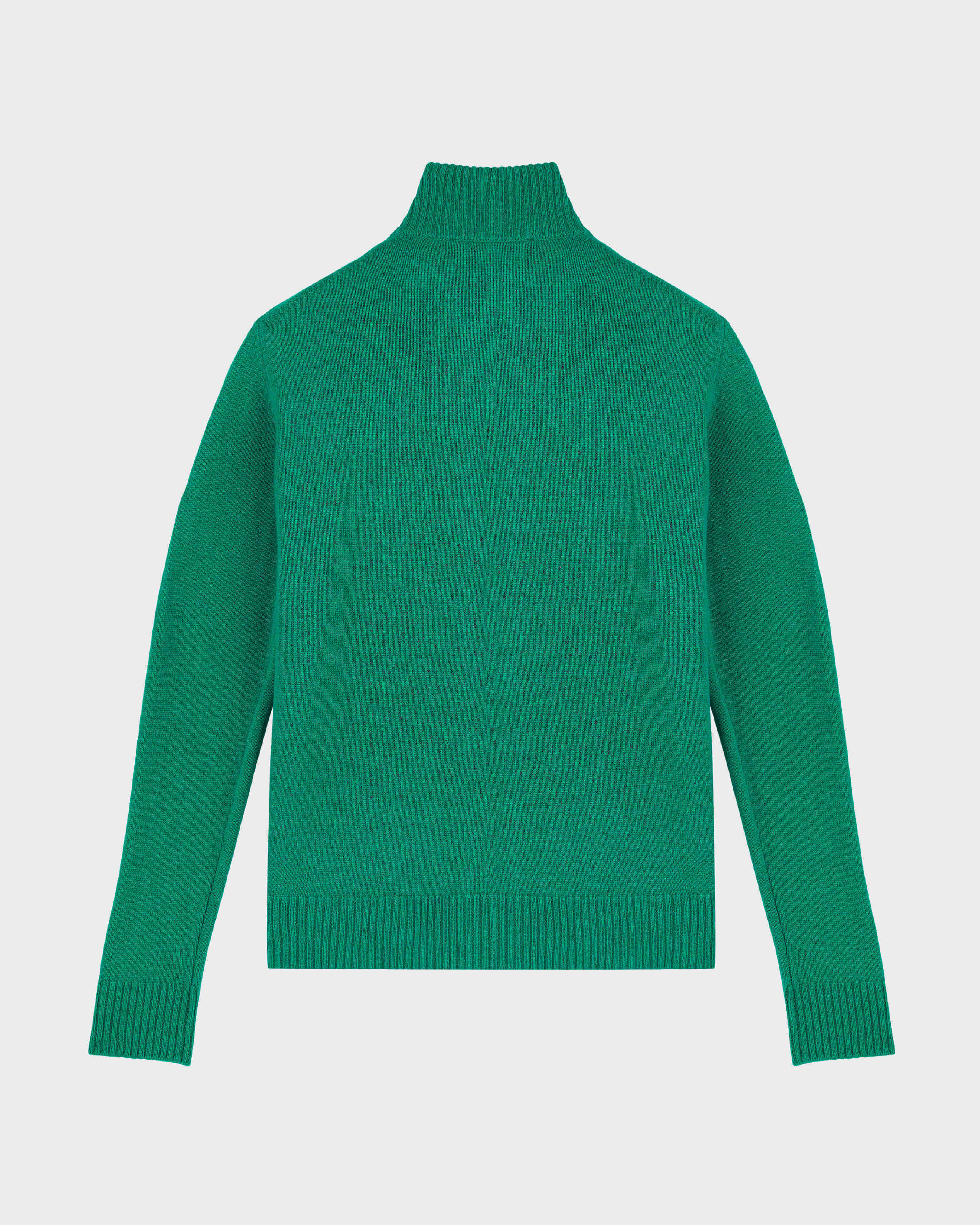 Men Wool and Cashmere Full Zip Sweater Turtle CHLOROPHYLL back view