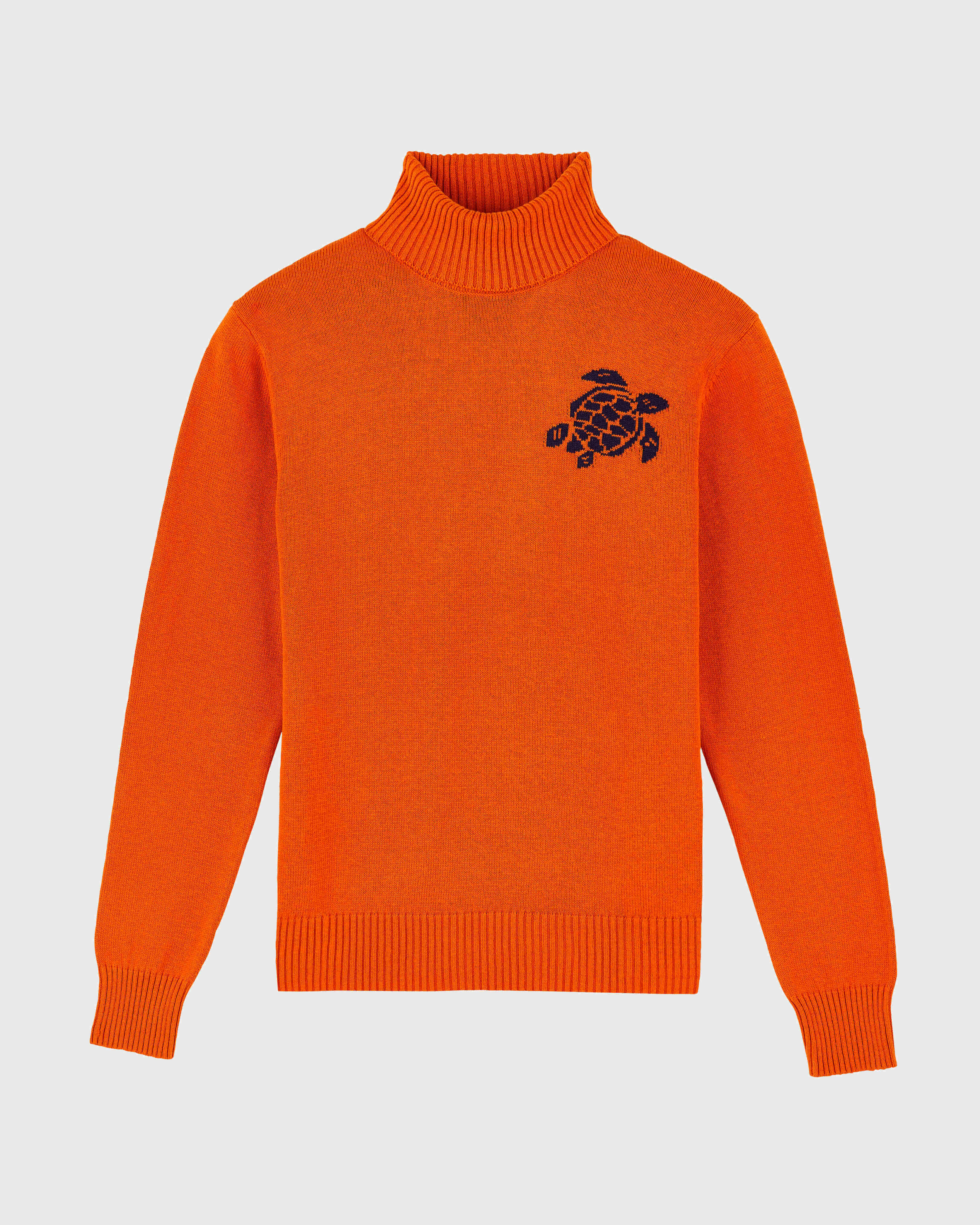 Jersey de algodón y cachemir con cuello vuelto y estampado Turtle para hombre CARAMEL front view