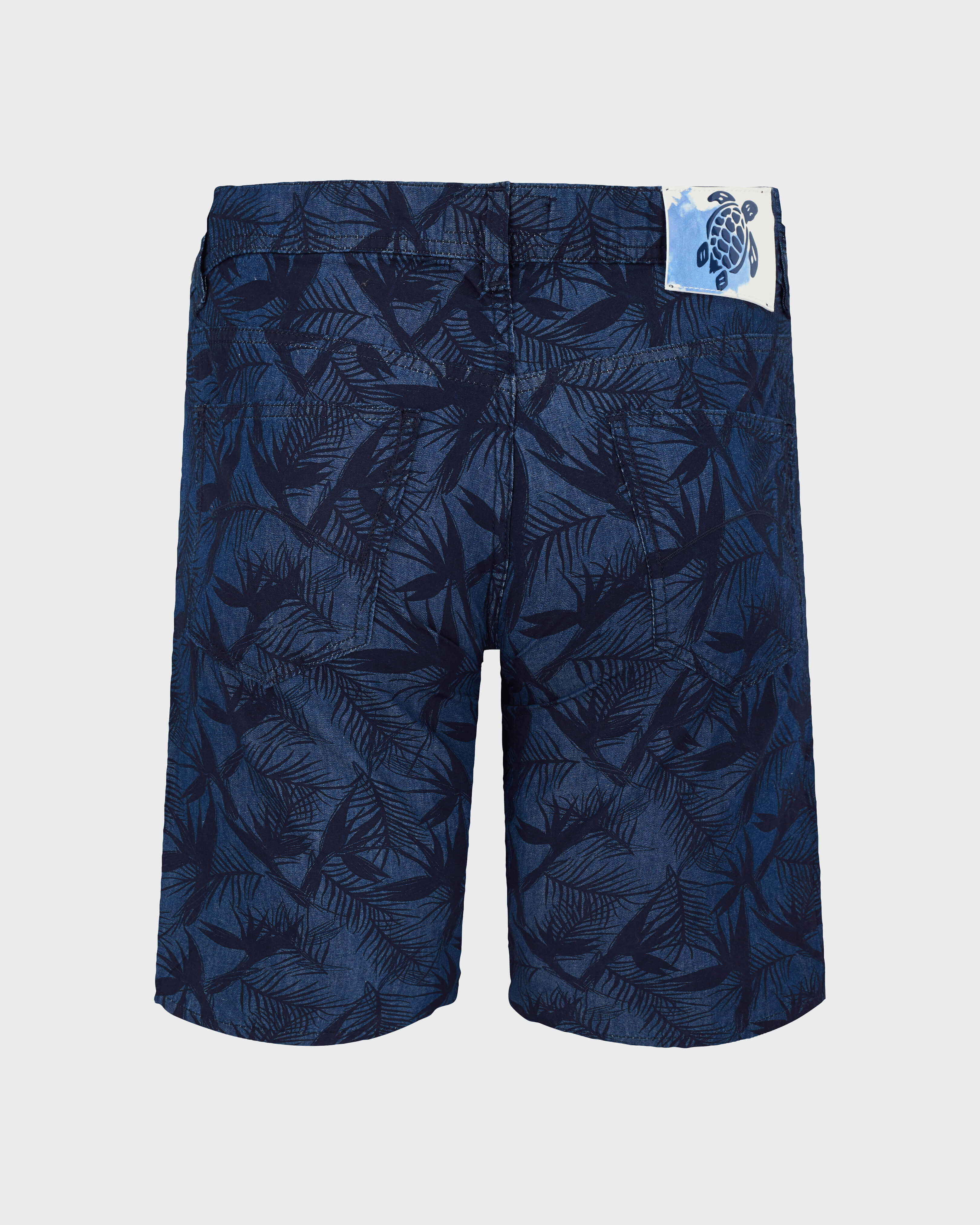 Men Bermuda Shorts Chambray Madrague Printed DARK DENIM W1 back view