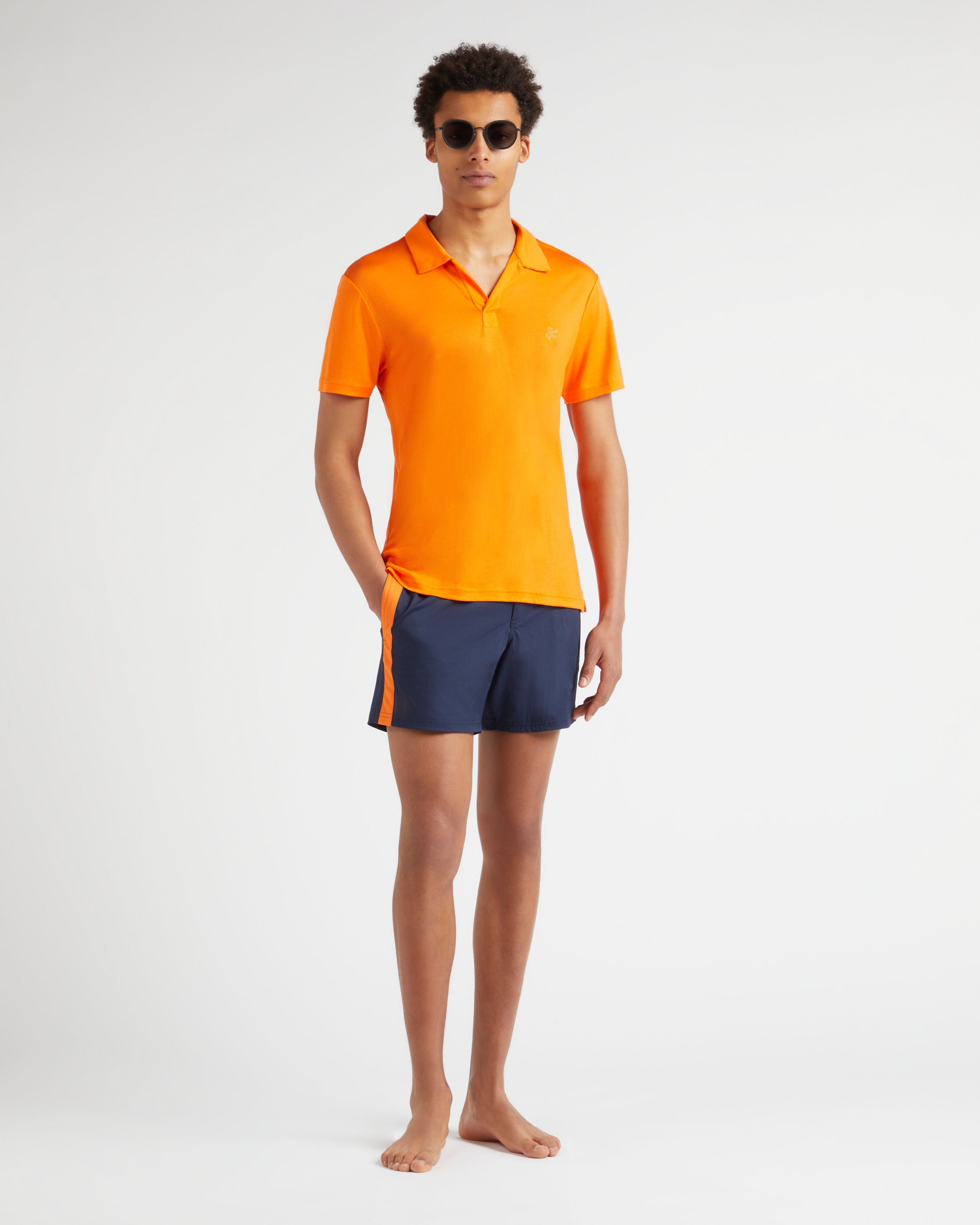 Men Tencel Polo Shirt Solid APRICOT supp1 view